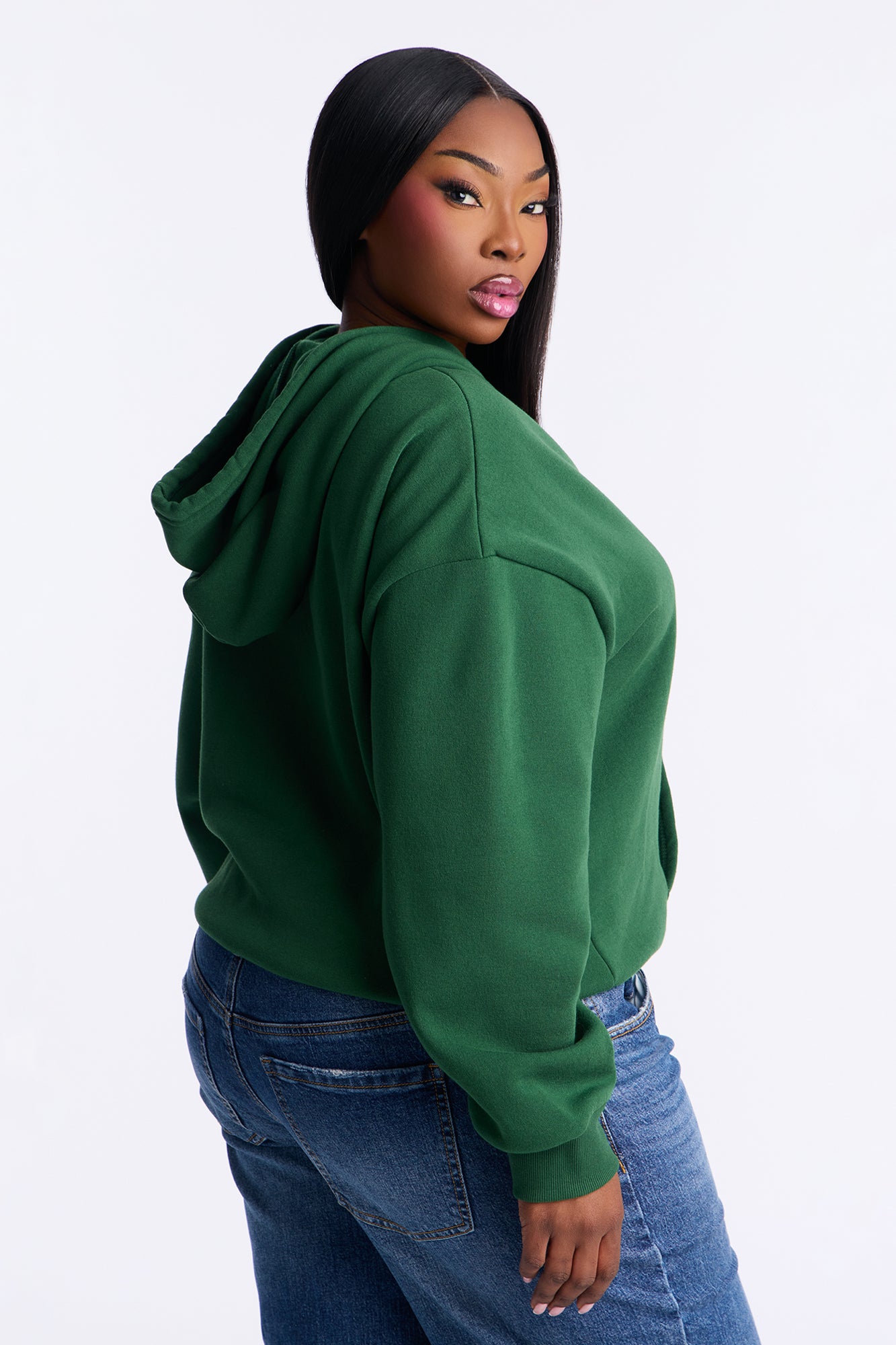 Minimalist Fleece Hoodie Sweatshirt - Hunter Green