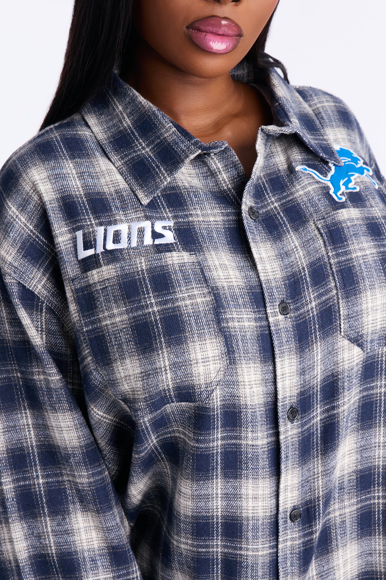 NFL Detroit Lions Plaid Flannel - Blue/combo