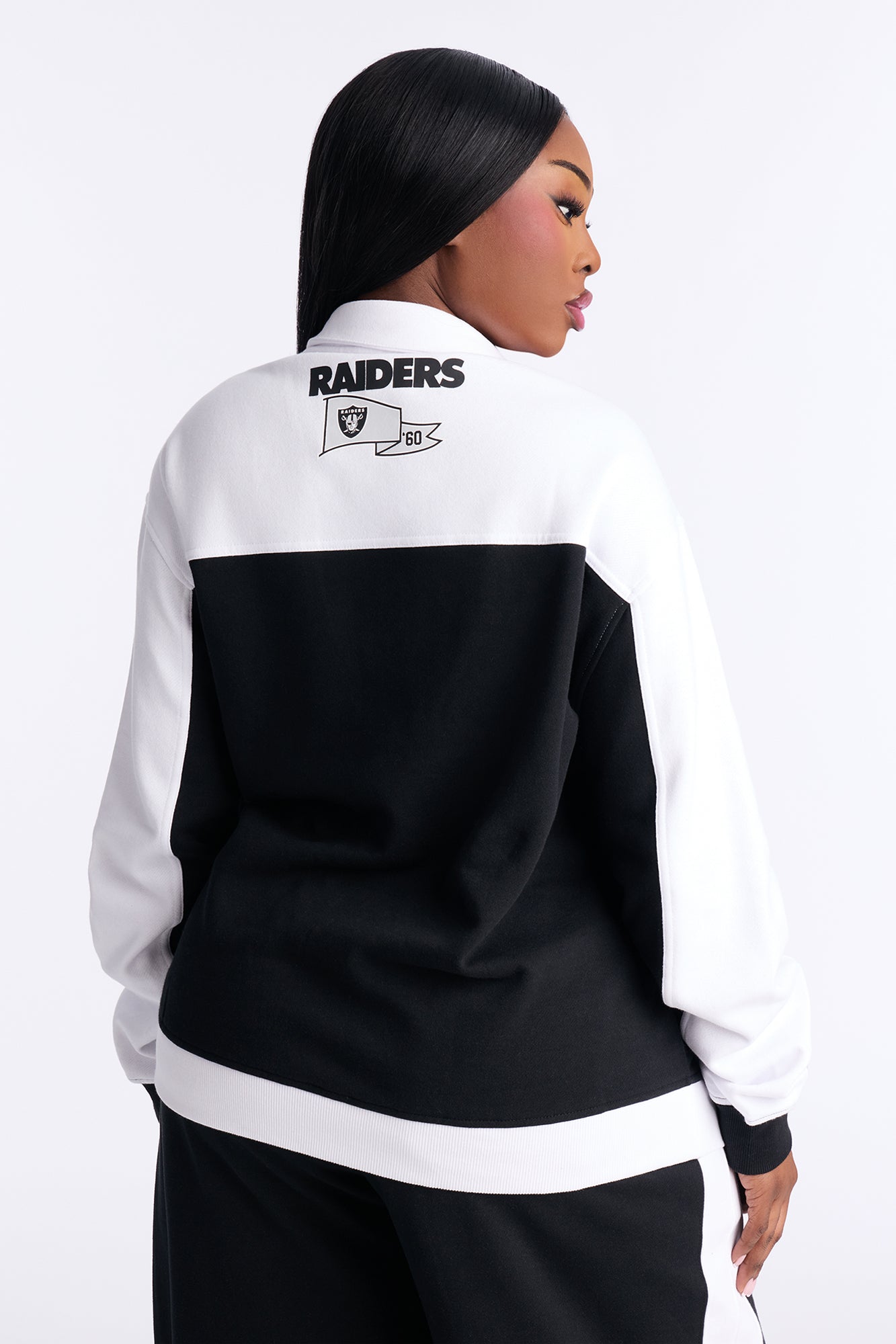 NFL Raiders Half Zip Fleece Sweatshirt - Black