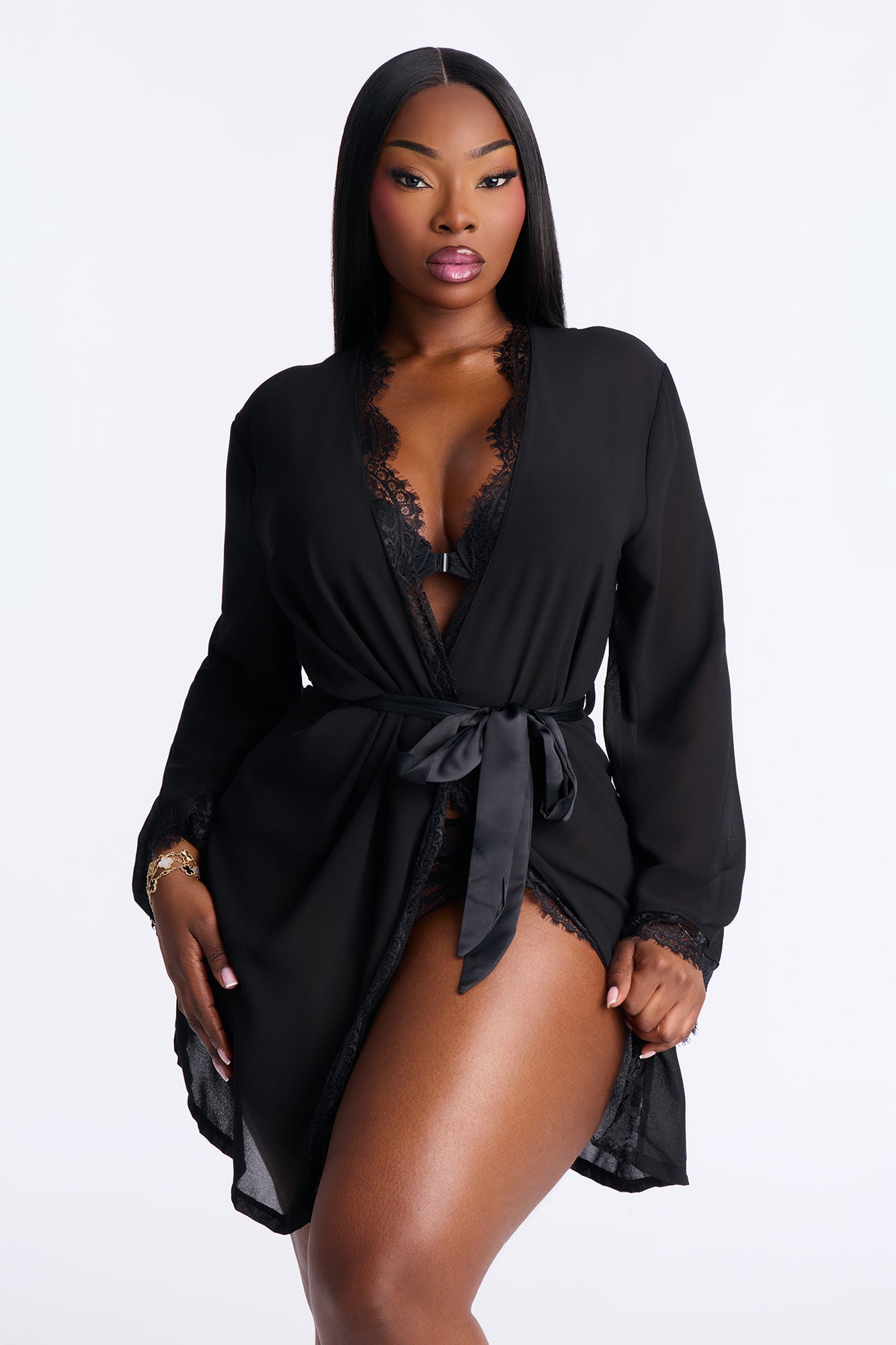 Muse Me Sheer Robe - Black