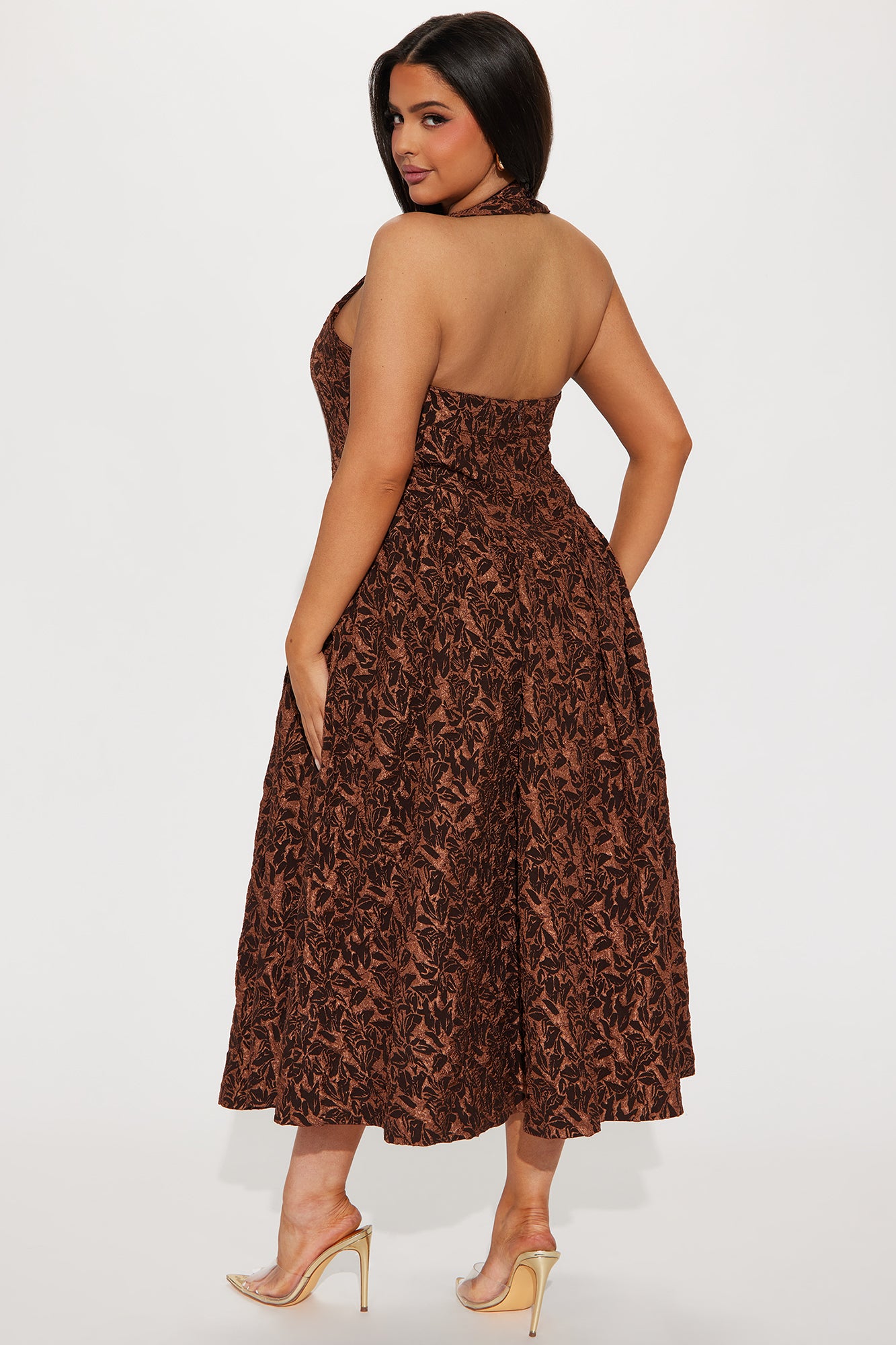 Meredith Jacquard Maxi Dress - Brown