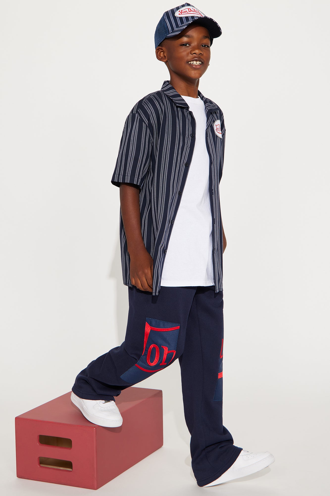 Mini Von Dutch Split Flared Sweatpants - Navy