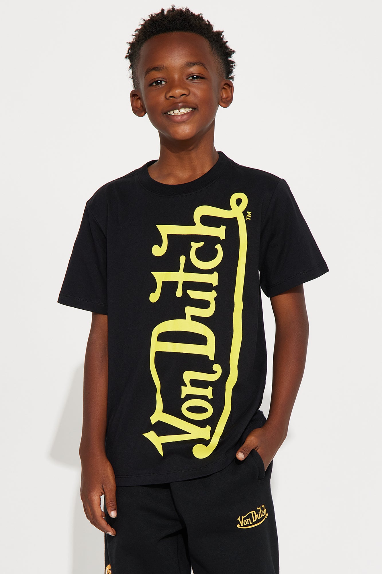 Mini Von Dutch Blasted Short Sleeve Tee - Black/Yellow