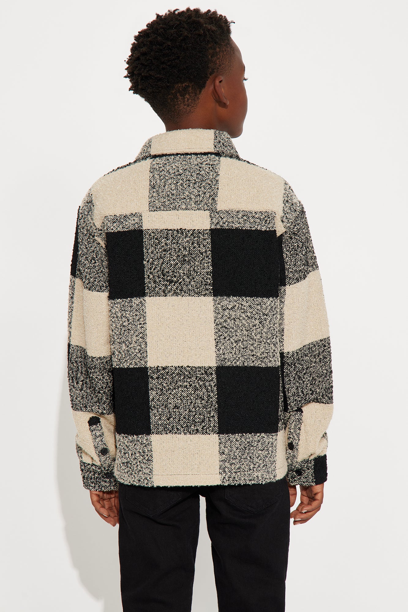 Mini Malvern Boucle Plaid Overshirt - Black/combo