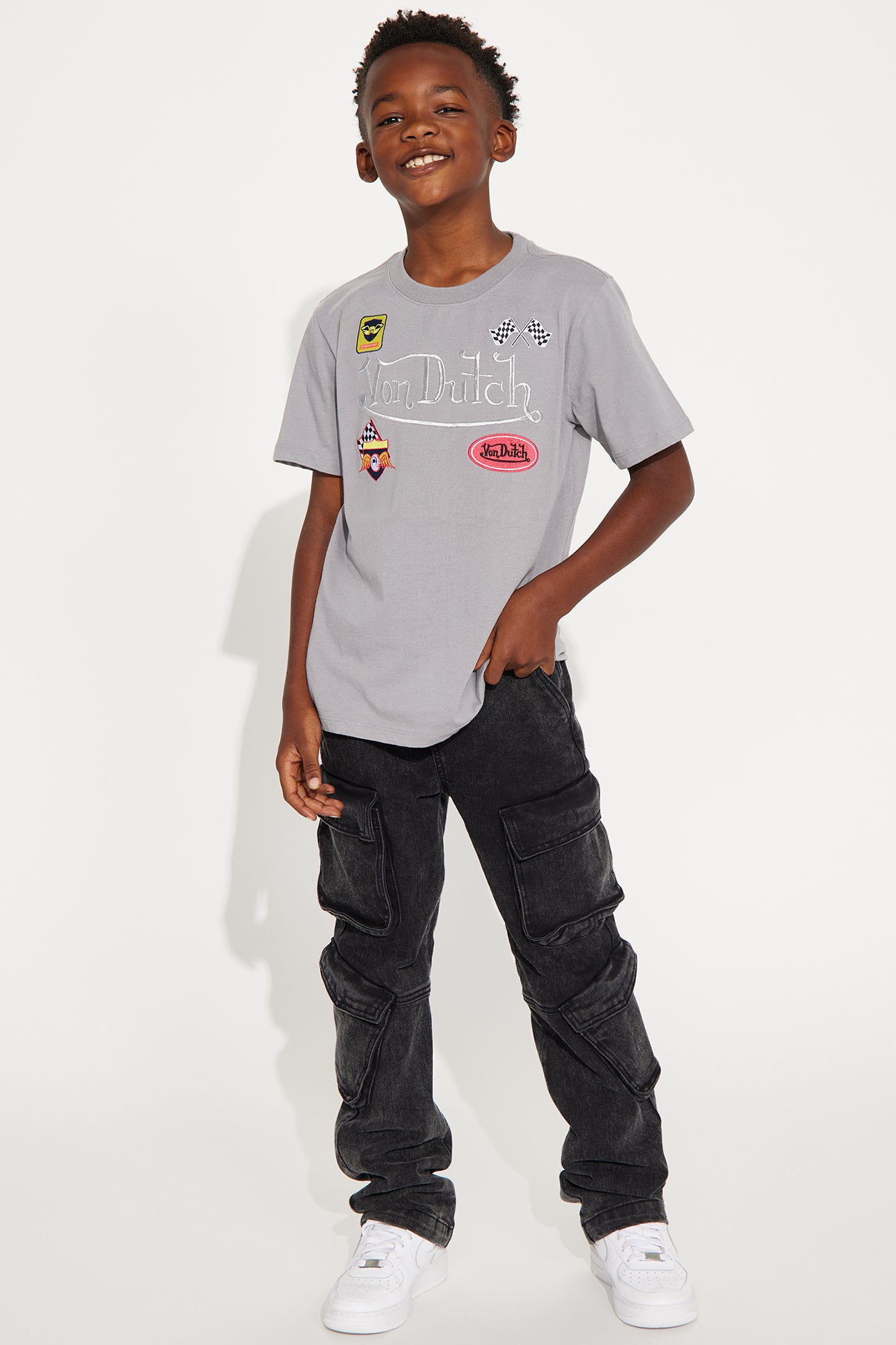 Mini Von Dutch Racing Short Sleeve Tee - Charcoal