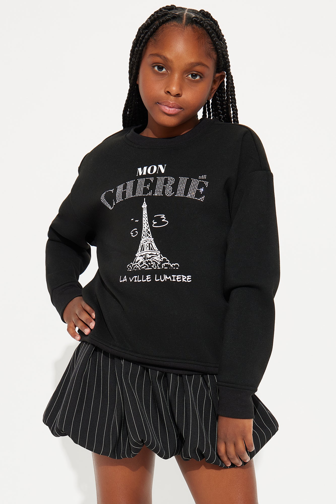 Mini Mon Cherie Crew Neck Sweatshirt - Black