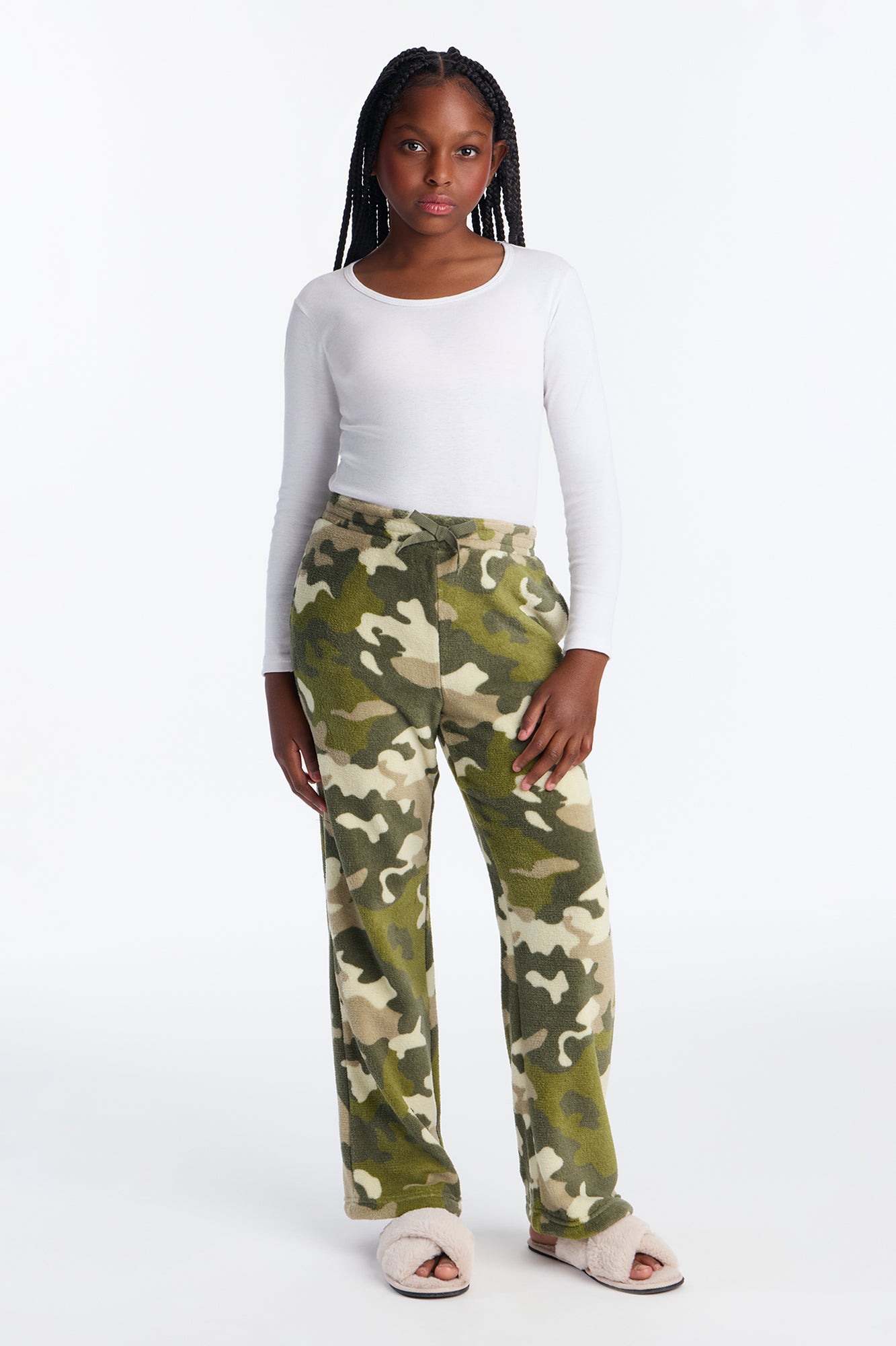 Mini Can't Hide Camo Plush Pant - Olive