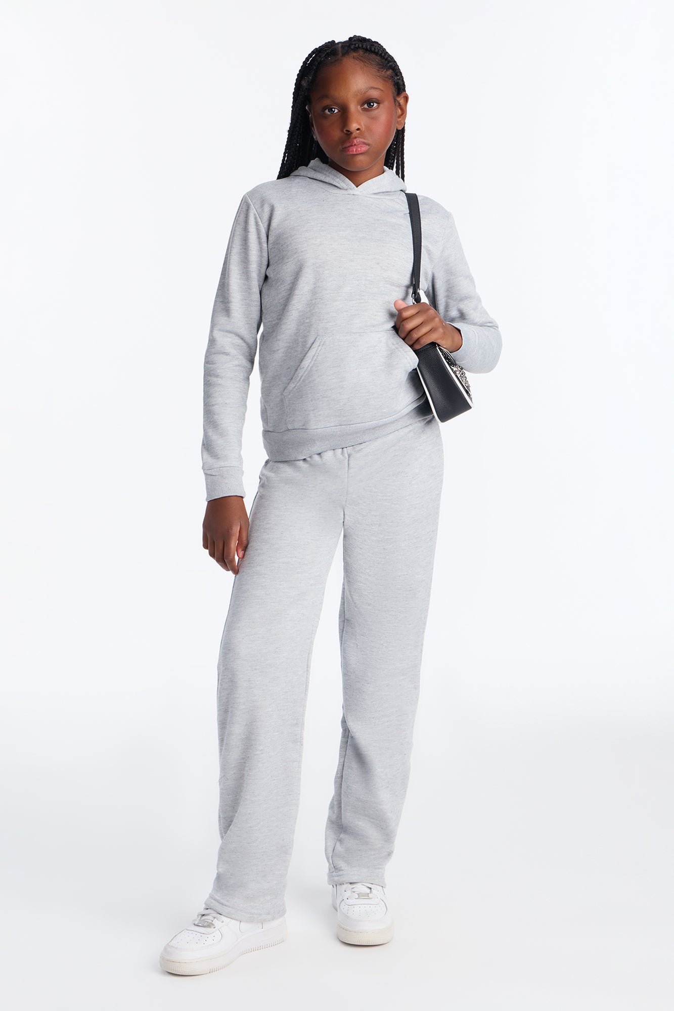 Mini Figure It Out Fleece Pant Set - Heather Grey