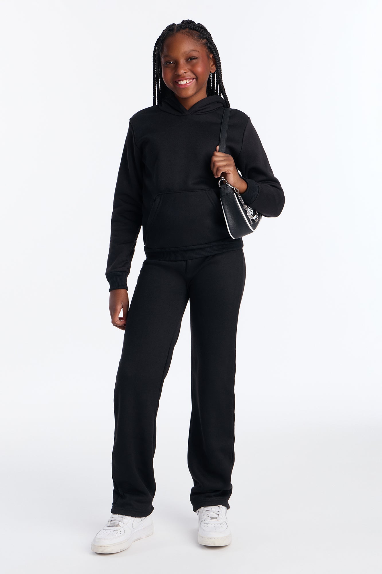 Mini Figure It Out Fleece Pant Set - Black