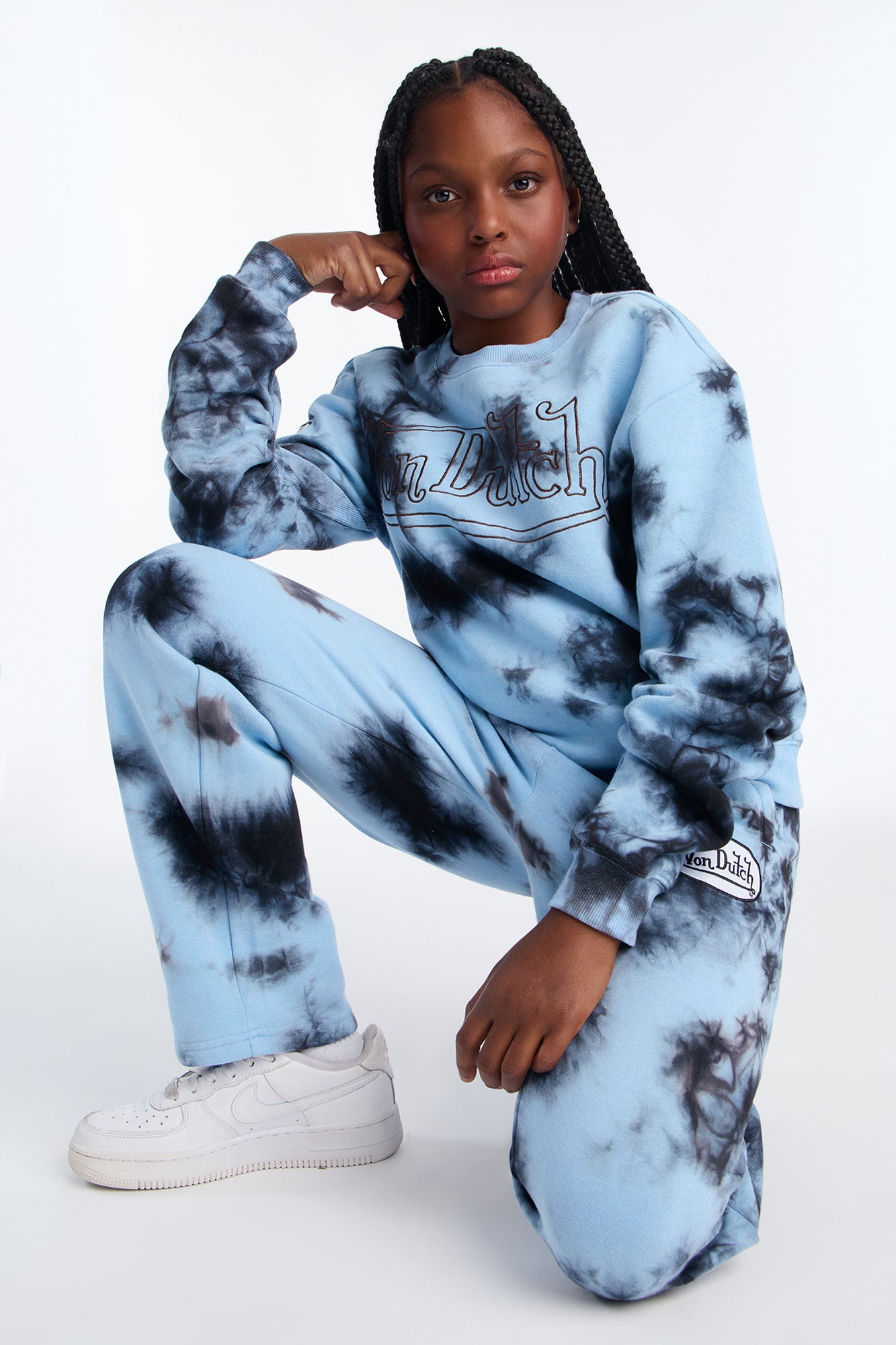 Mini Von Dutch Mineral Washed Crewneck Sweatshirt - Navy Wash