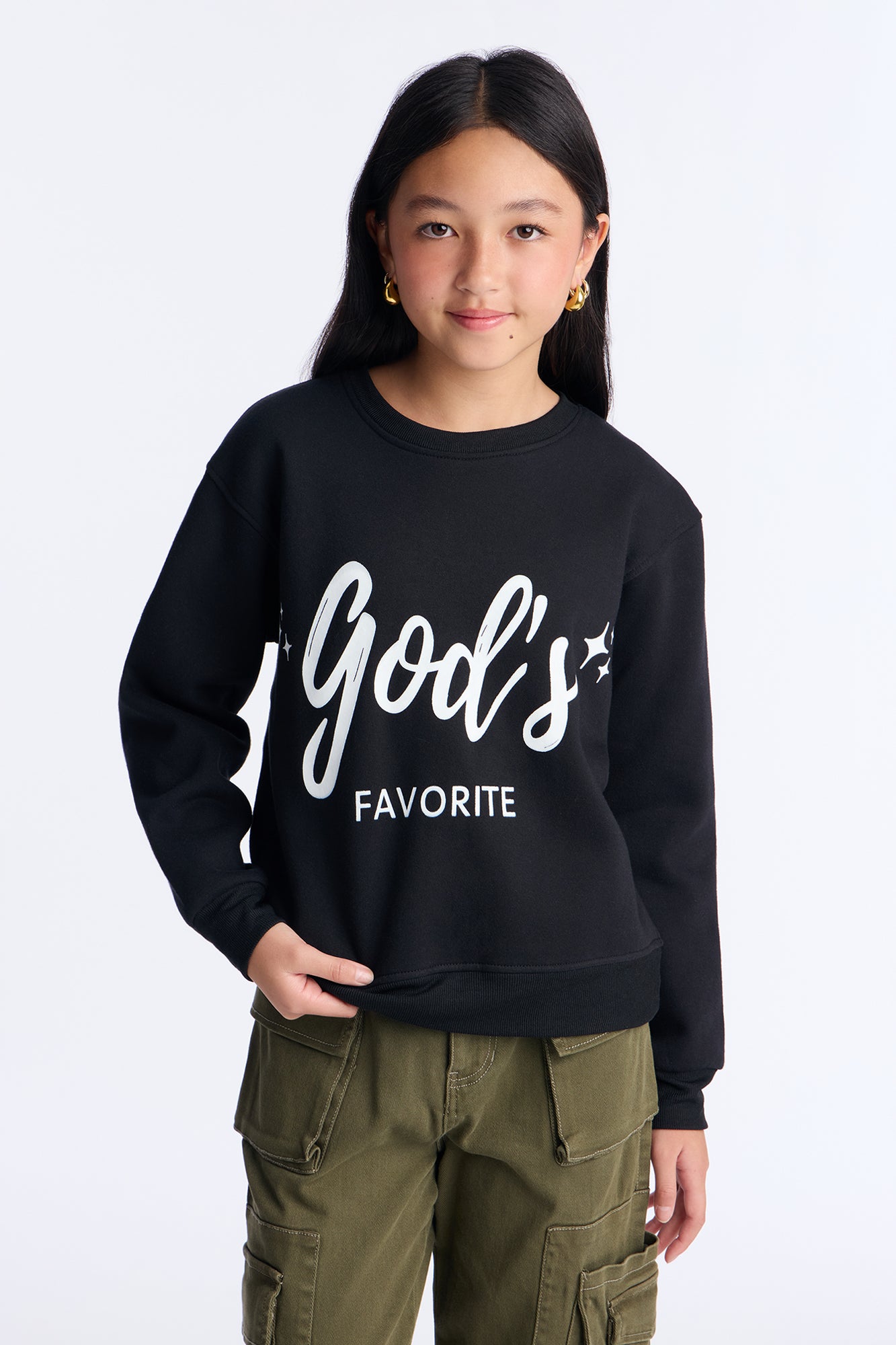 Mini God's Favorite Crew Neck Sweatshirt - Black
