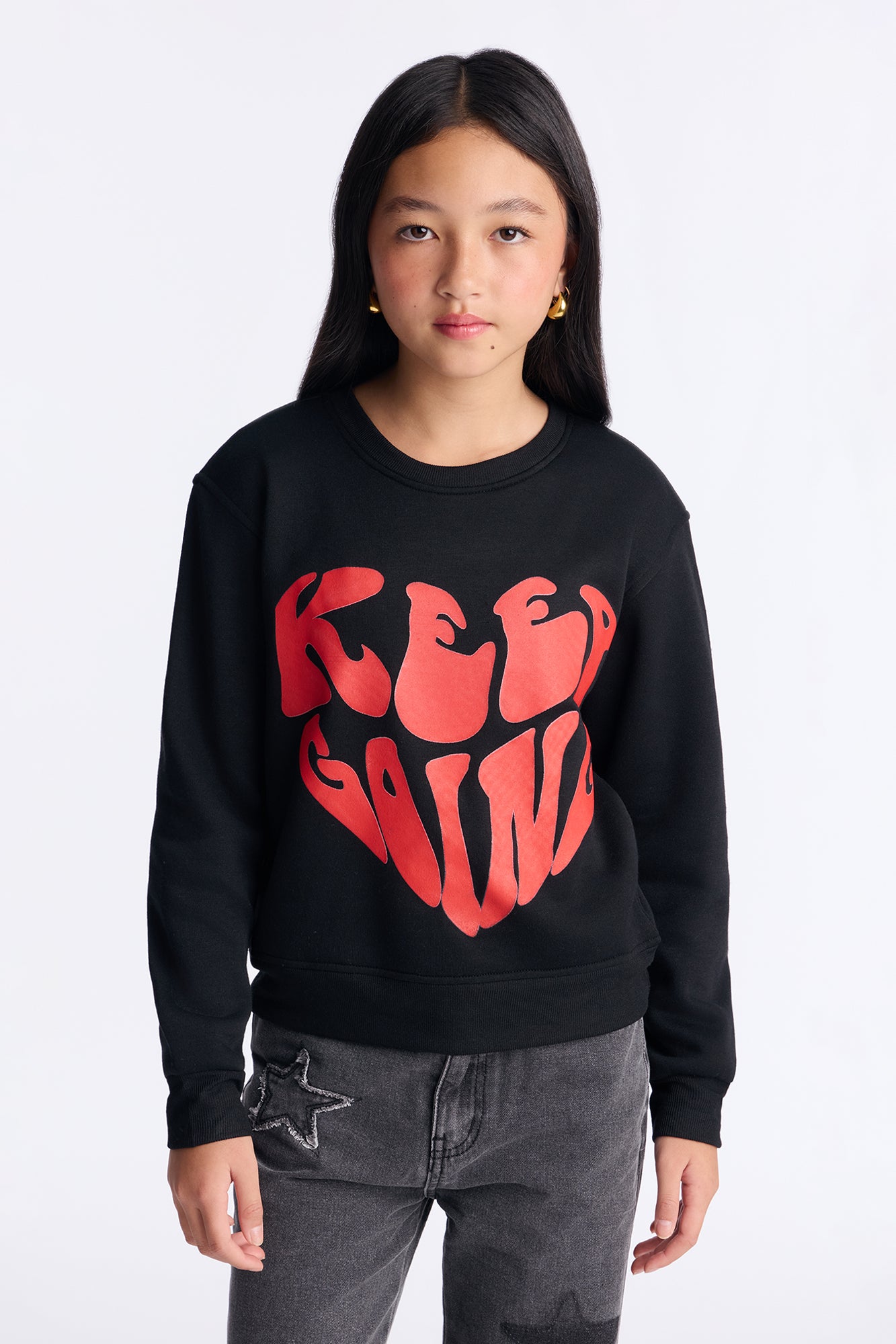 Mini Keep Going Crew Neck Sweatshirt - Black