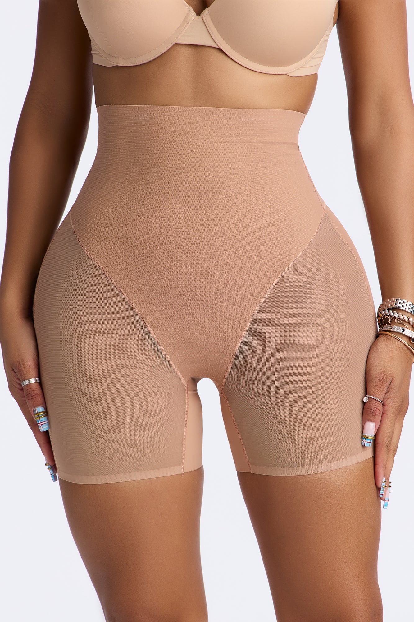 Microfiber Power Mesh Butt Shaping Short - Nude