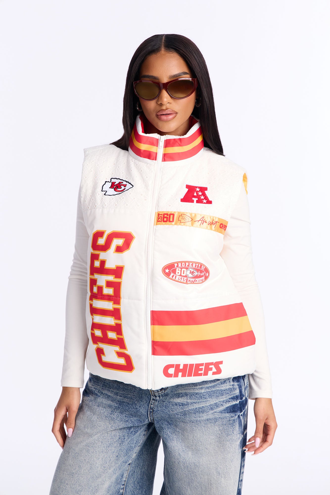 NFL Kansas City Chiefs Fan Puffer Vest - White