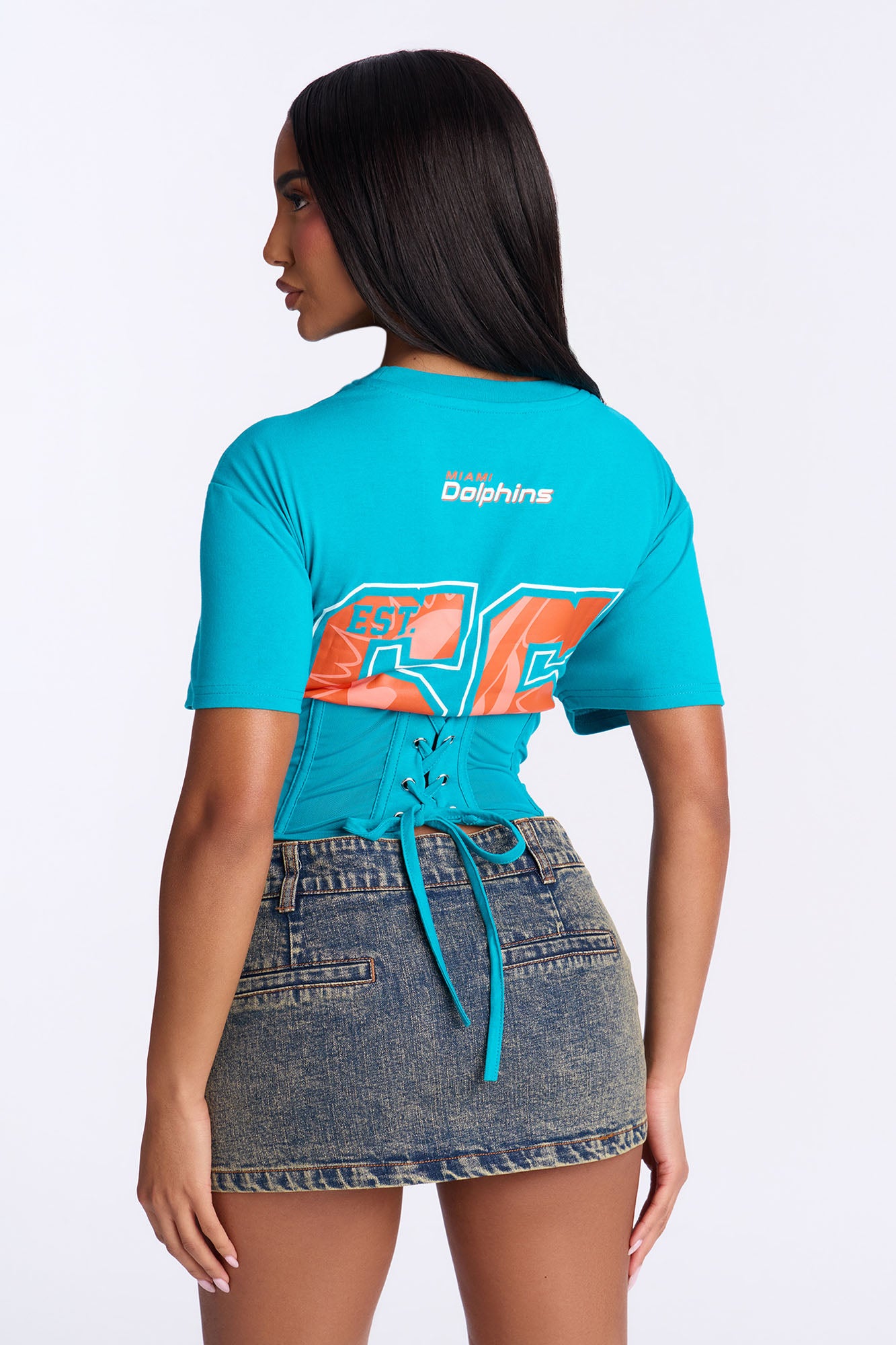 NFL Miami Dolphins Lace Up Top - Teal
