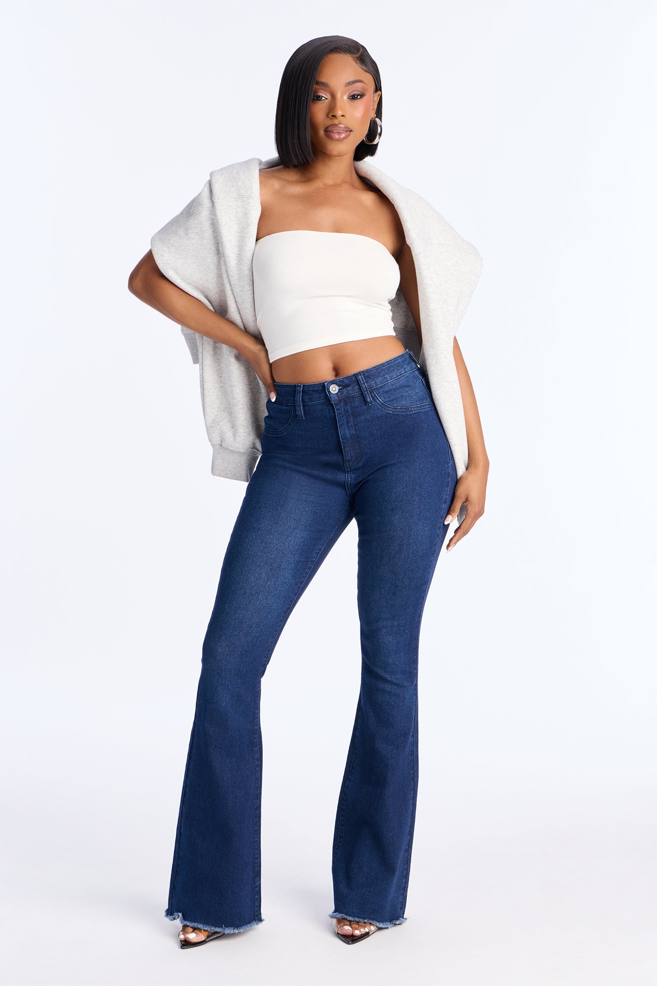 She Ate High Rise Stretch Flare Jeans - Dark Wash