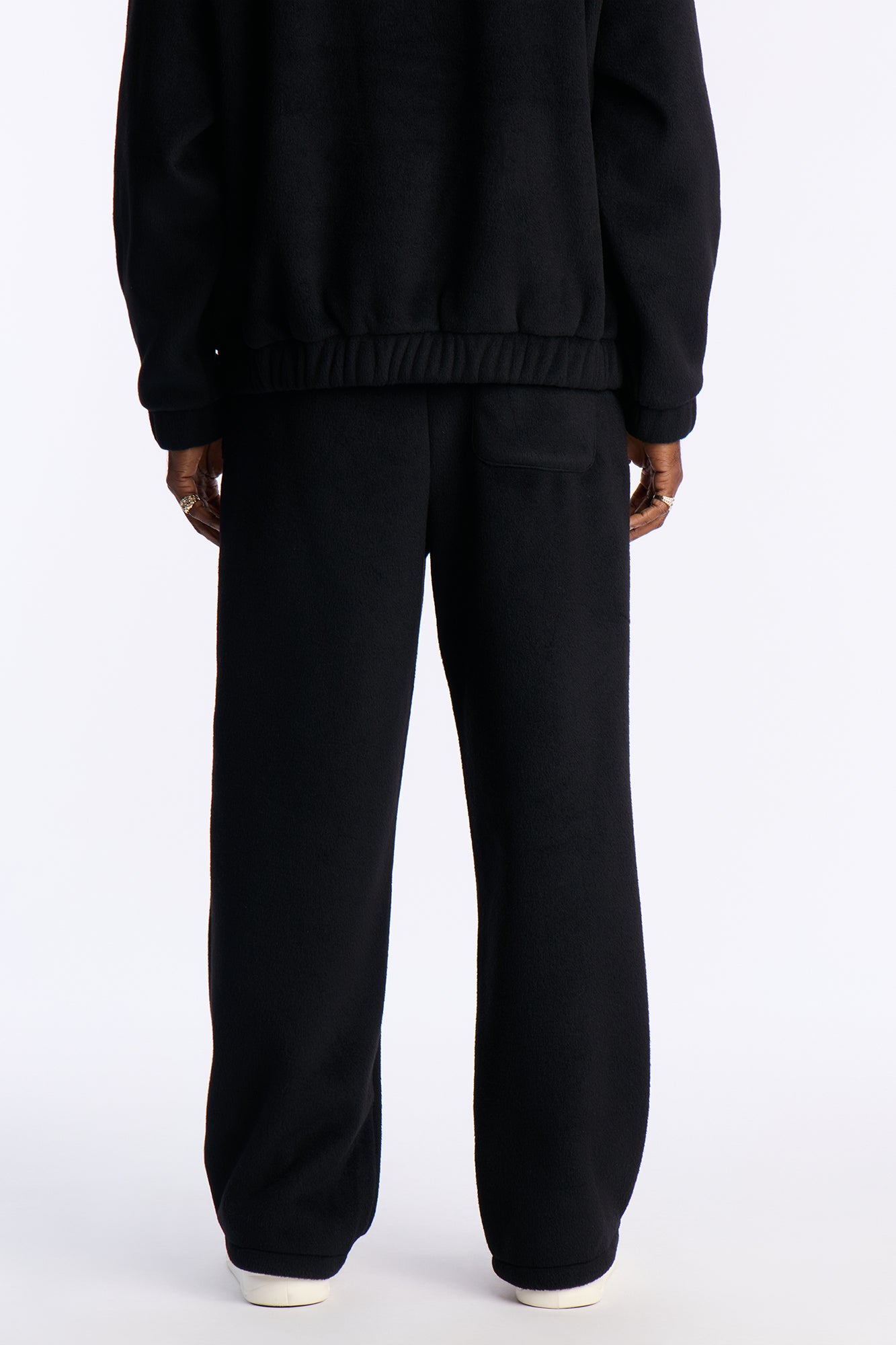 Fuzzy Textured Premium Straight Pants - Black