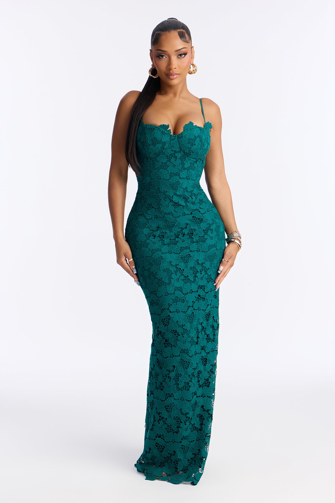 Leila Lace Maxi Dress - Hunter