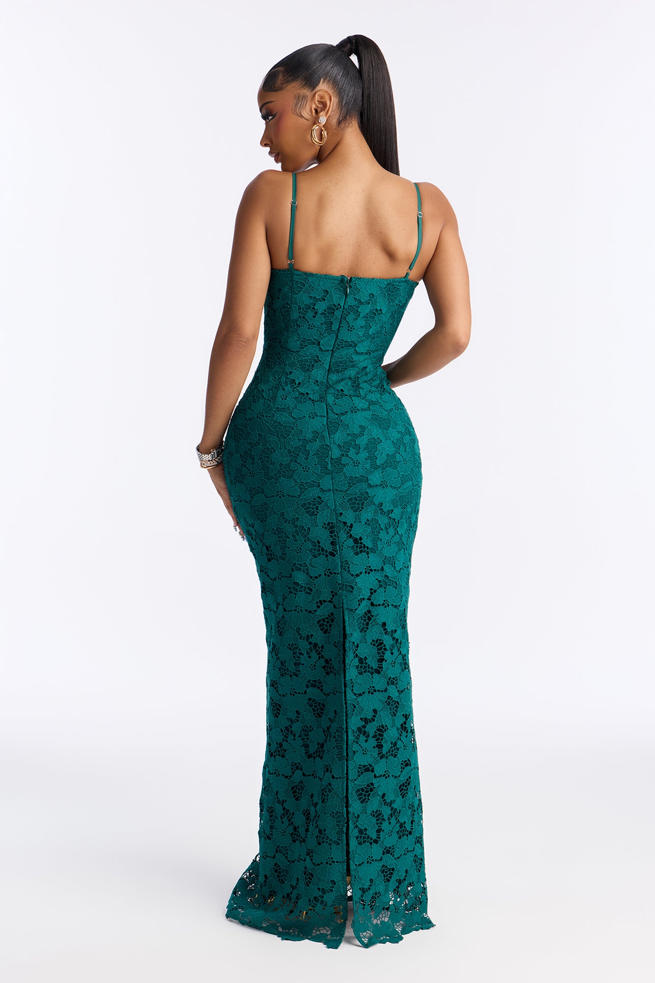Leila Lace Maxi Dress - Hunter