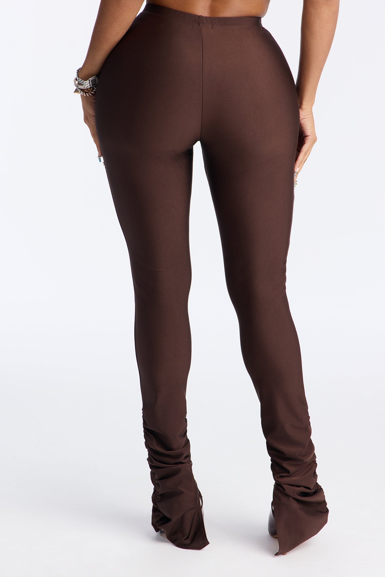 Always Confident High Rise Tricot Ruched Legging - Chocolate