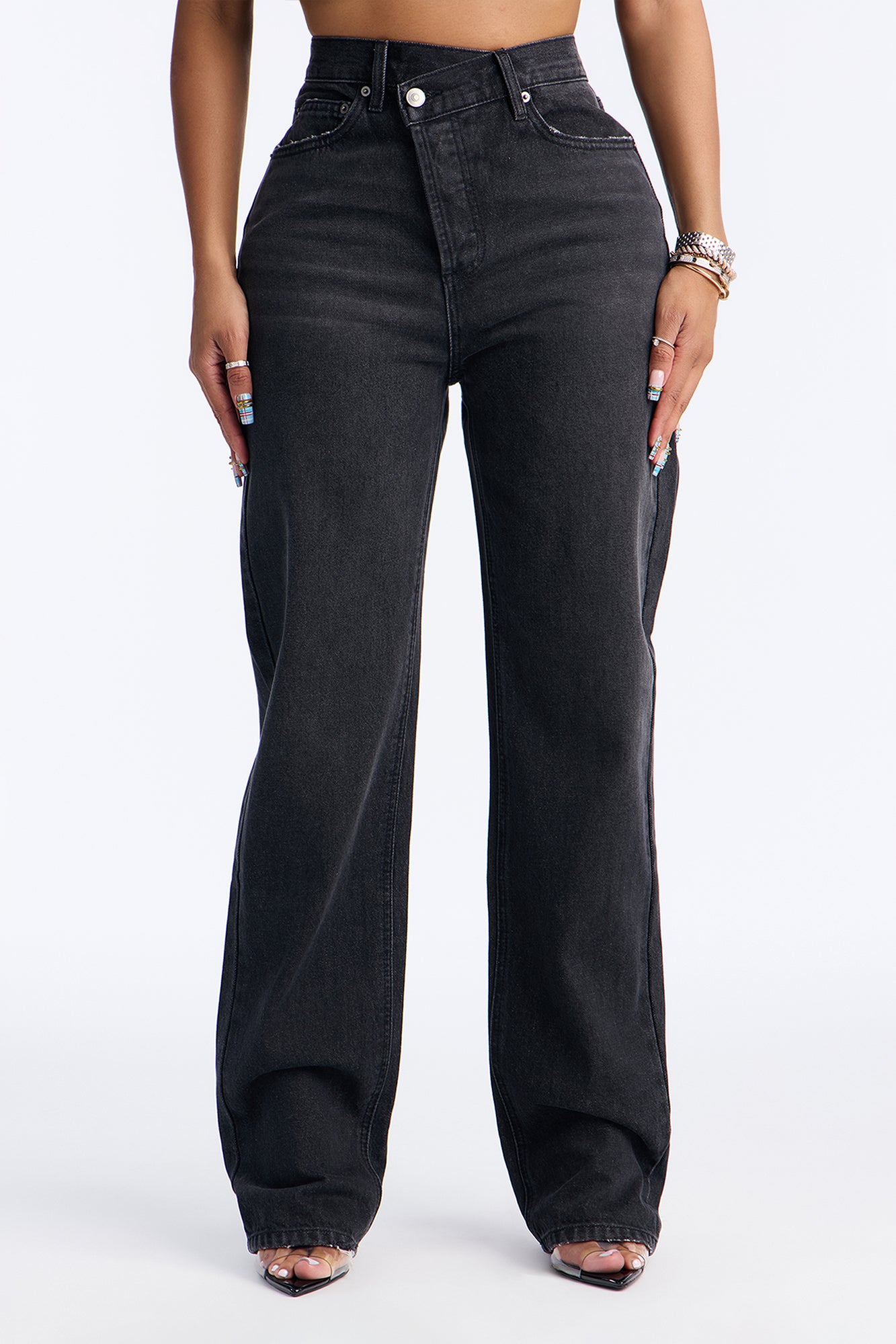 Crossover Straight Leg Jeans - Black Wash