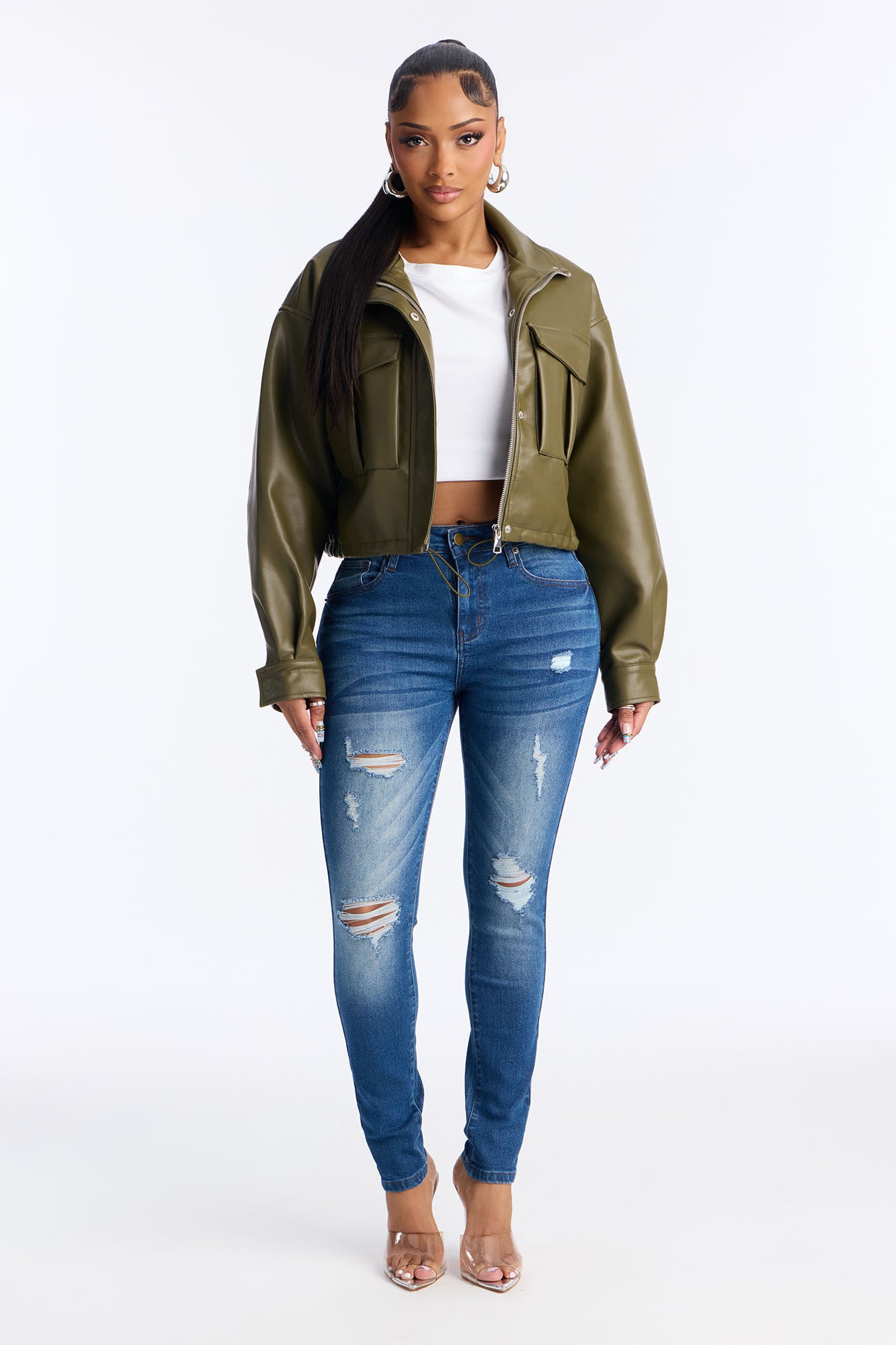 High Drive Ripped Skinny Jeans - Dark Wash