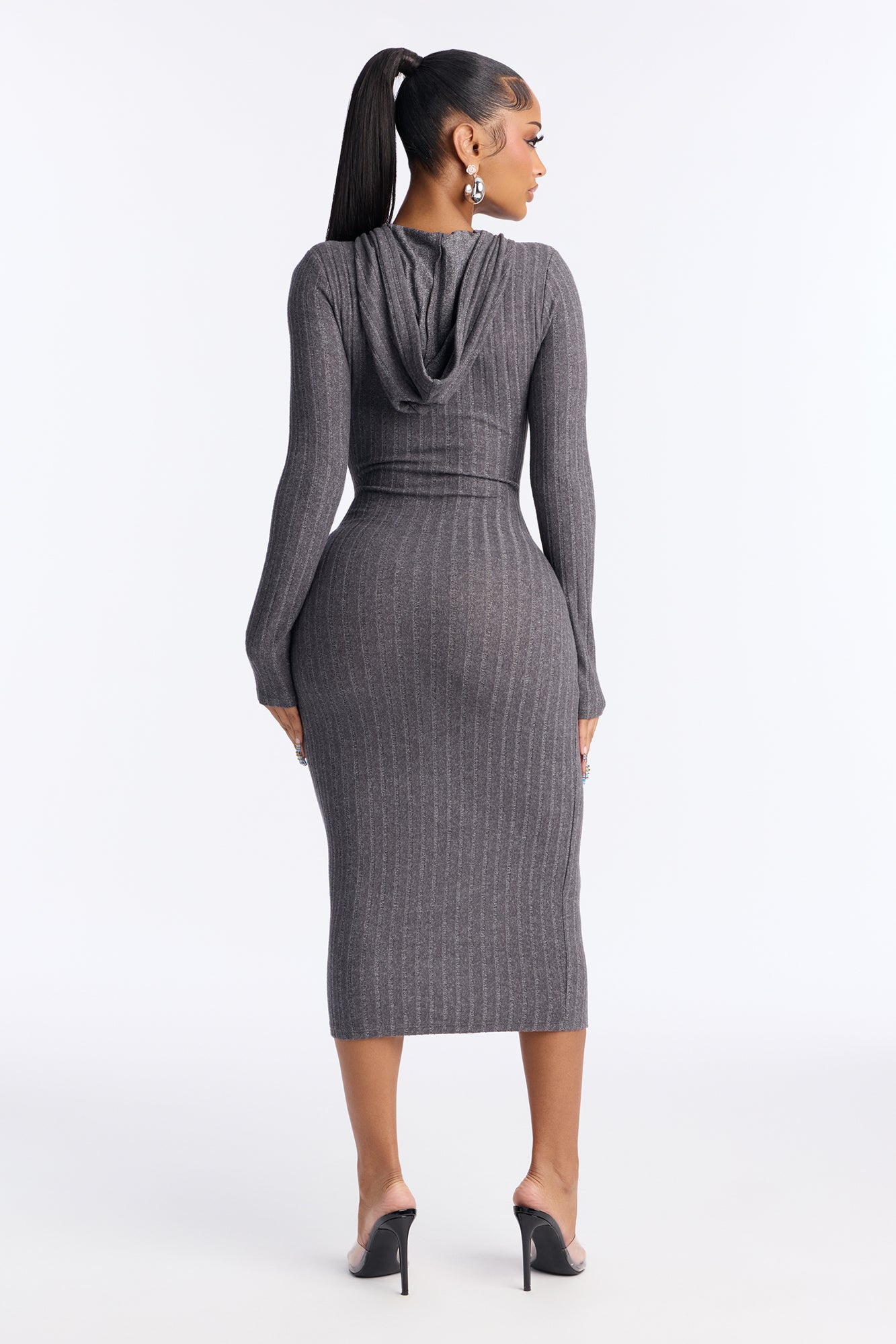 Play By Play Hoodie Dress - Charcoal