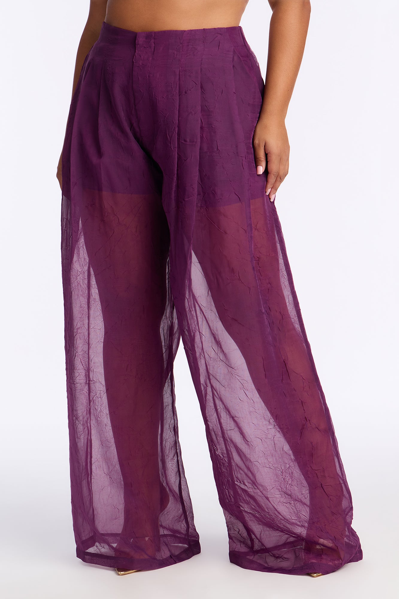 Late Nights Organza Wide Leg Pant 33″ - Plum