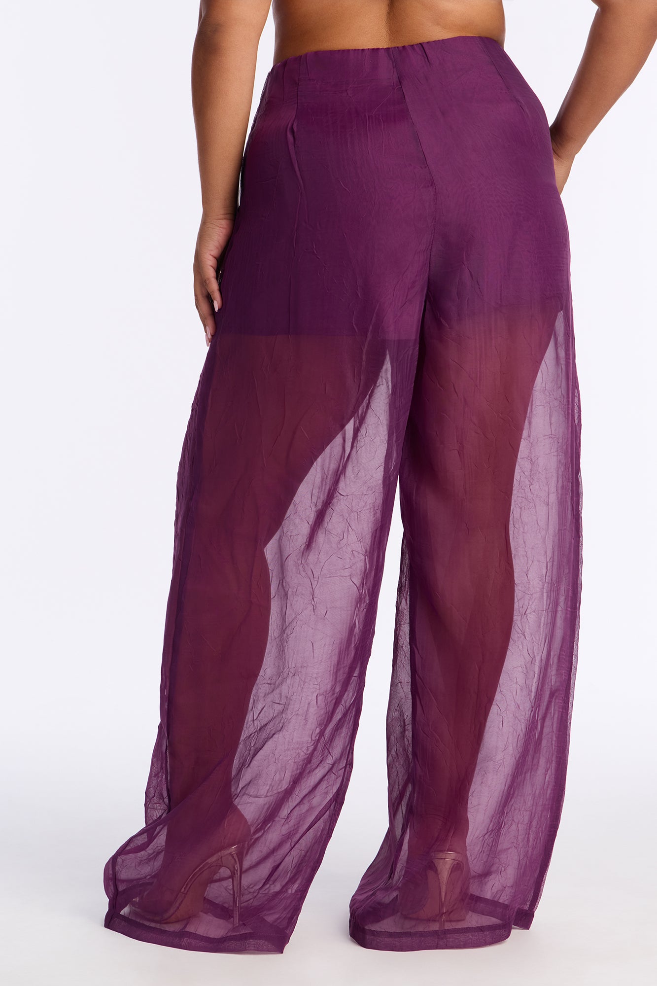 Late Nights Organza Wide Leg Pant 33″ - Plum