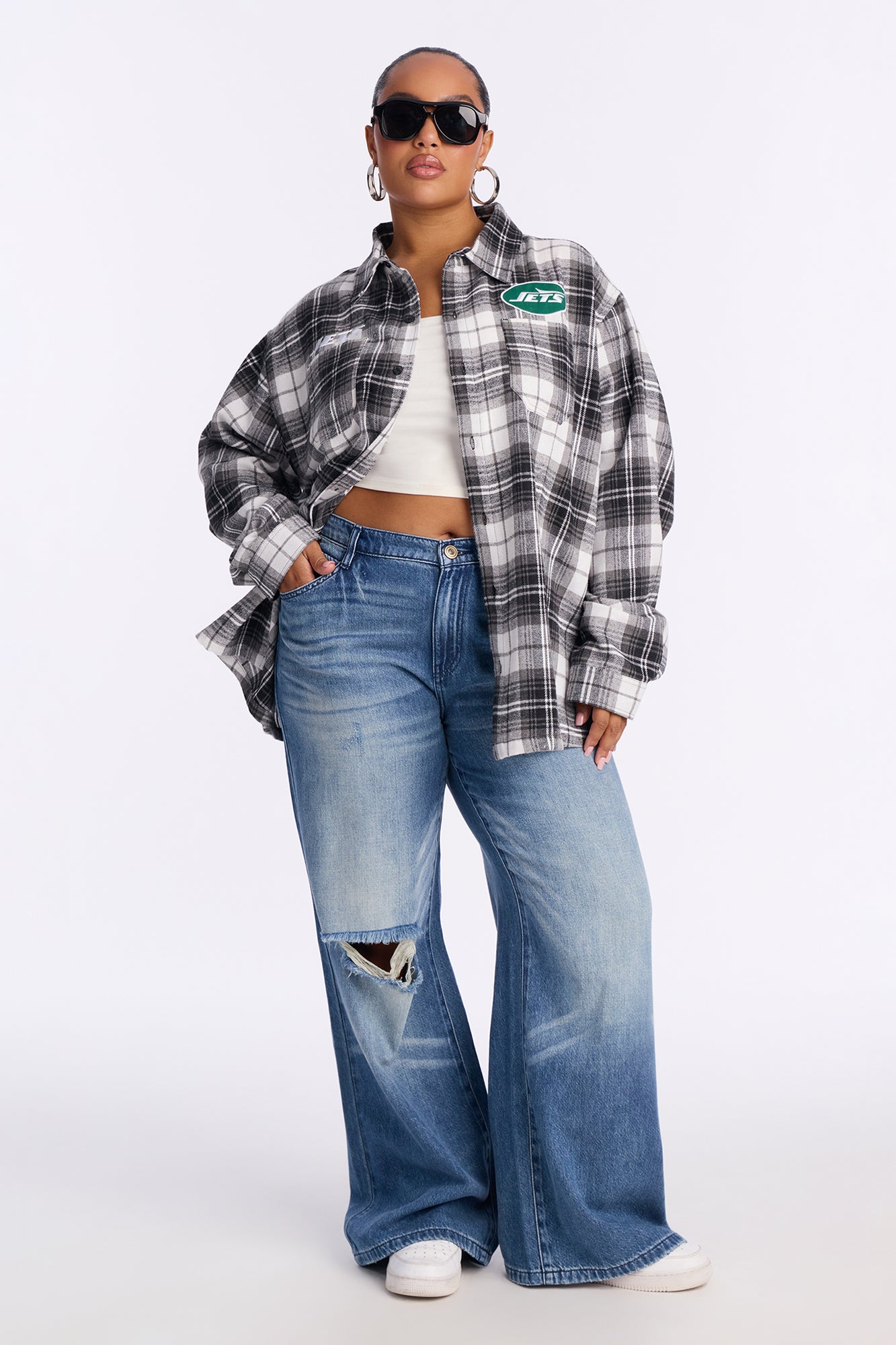 NFL NY Jets Plaid Flannel - Black/combo