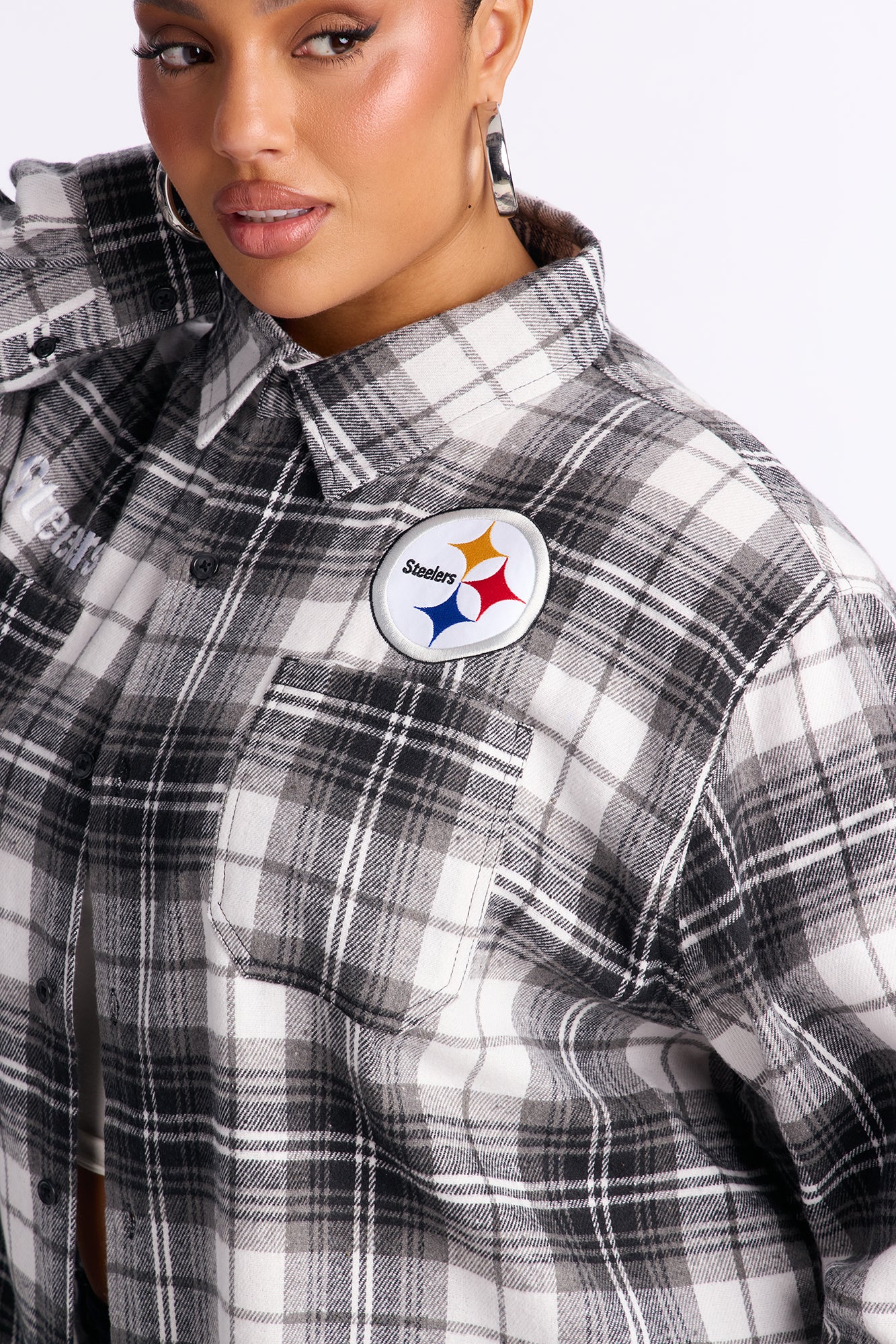 NFL Steelers Plaid Flannel - Black