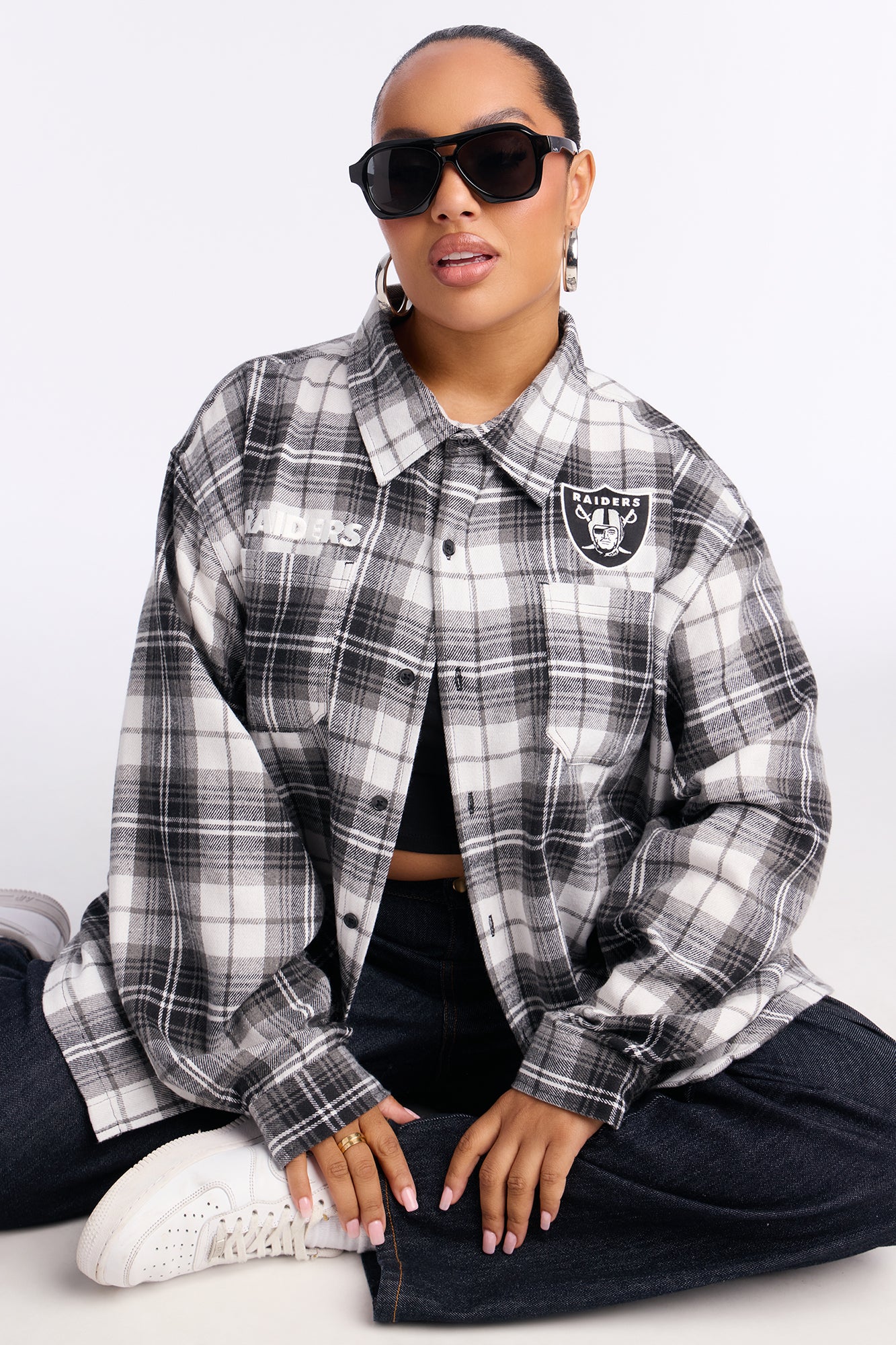 NFL Raiders Plaid Flannel - Black/combo