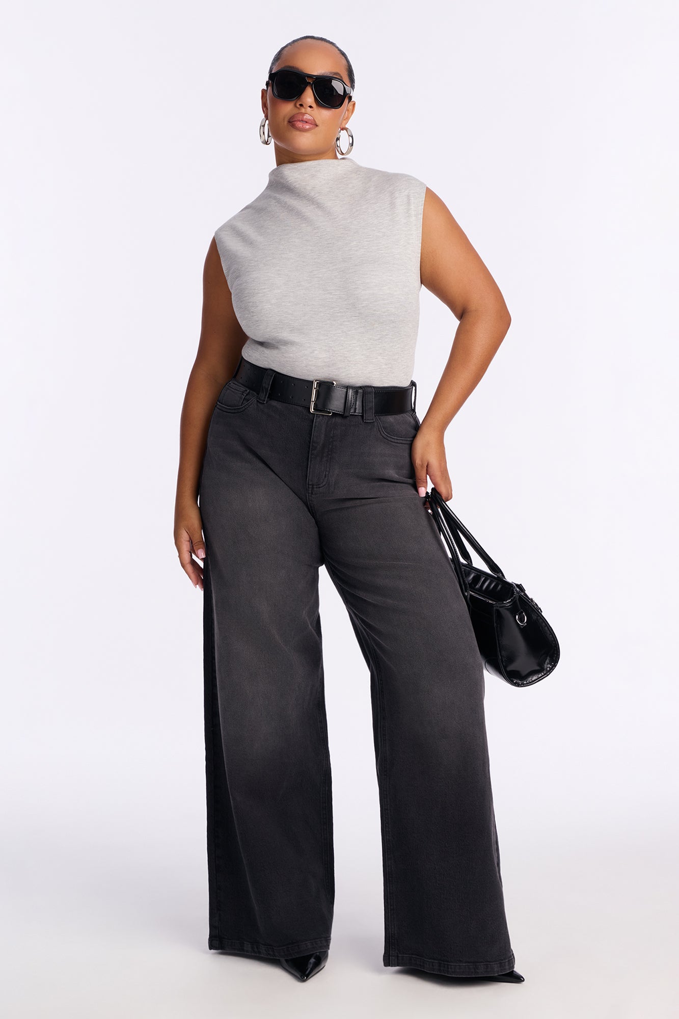 Nightwatch Wide Leg Loose Jeans - Black Wash