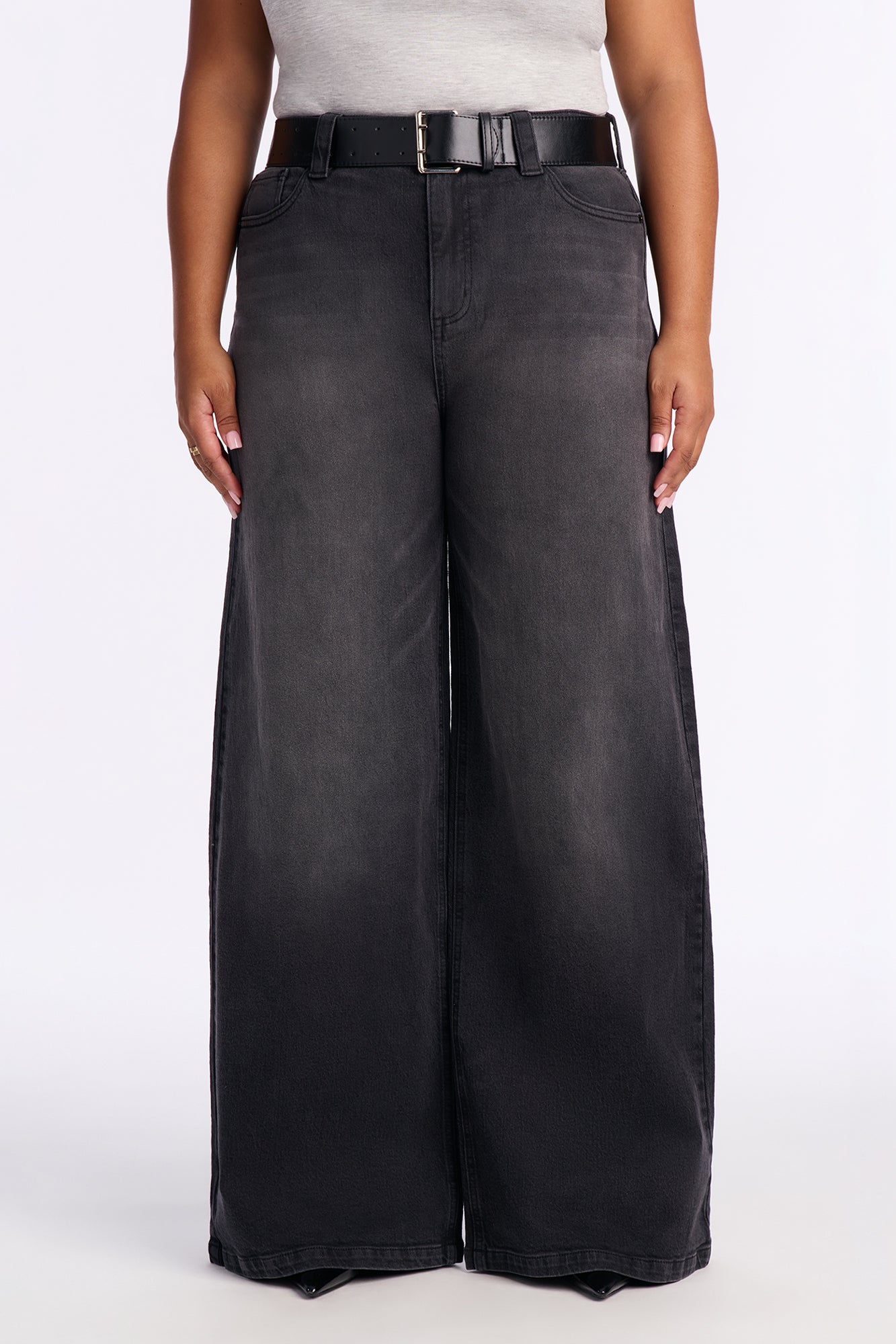 Nightwatch Wide Leg Loose Jeans - Black Wash