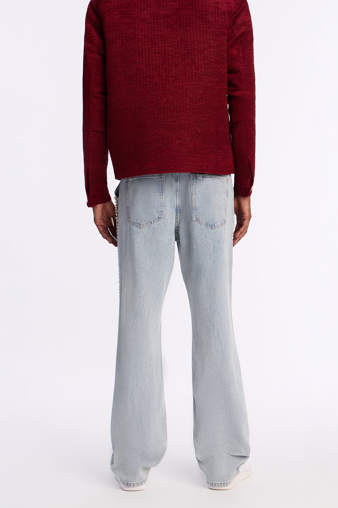 Stacked Slim Flare Pearl Stripe Jean - Light Wash