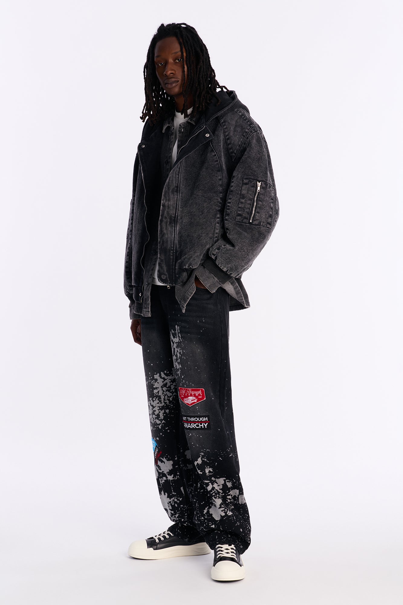 Straight Through Anarchy Patched Jean - Black Wash