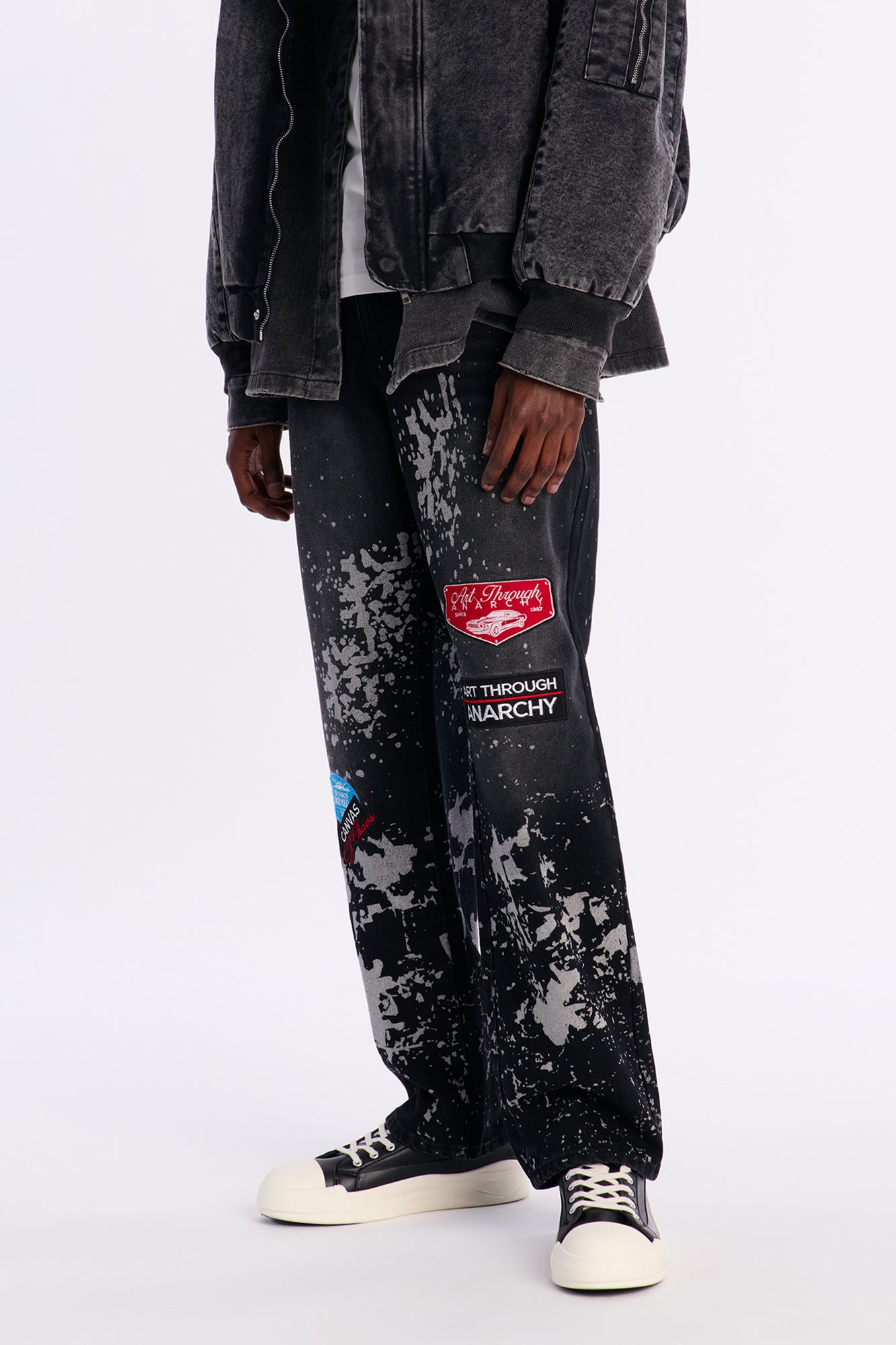 Straight Through Anarchy Patched Jean - Black Wash
