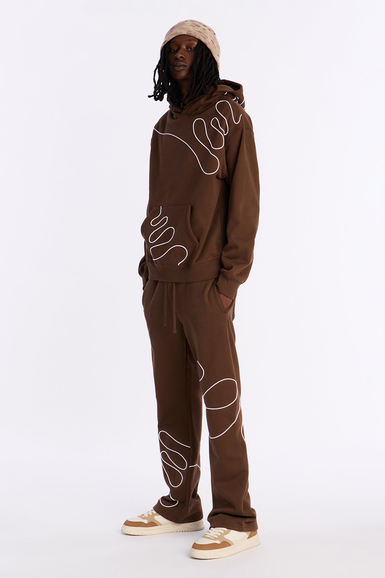 Lasso Slim Flare Sweatpants - Brown