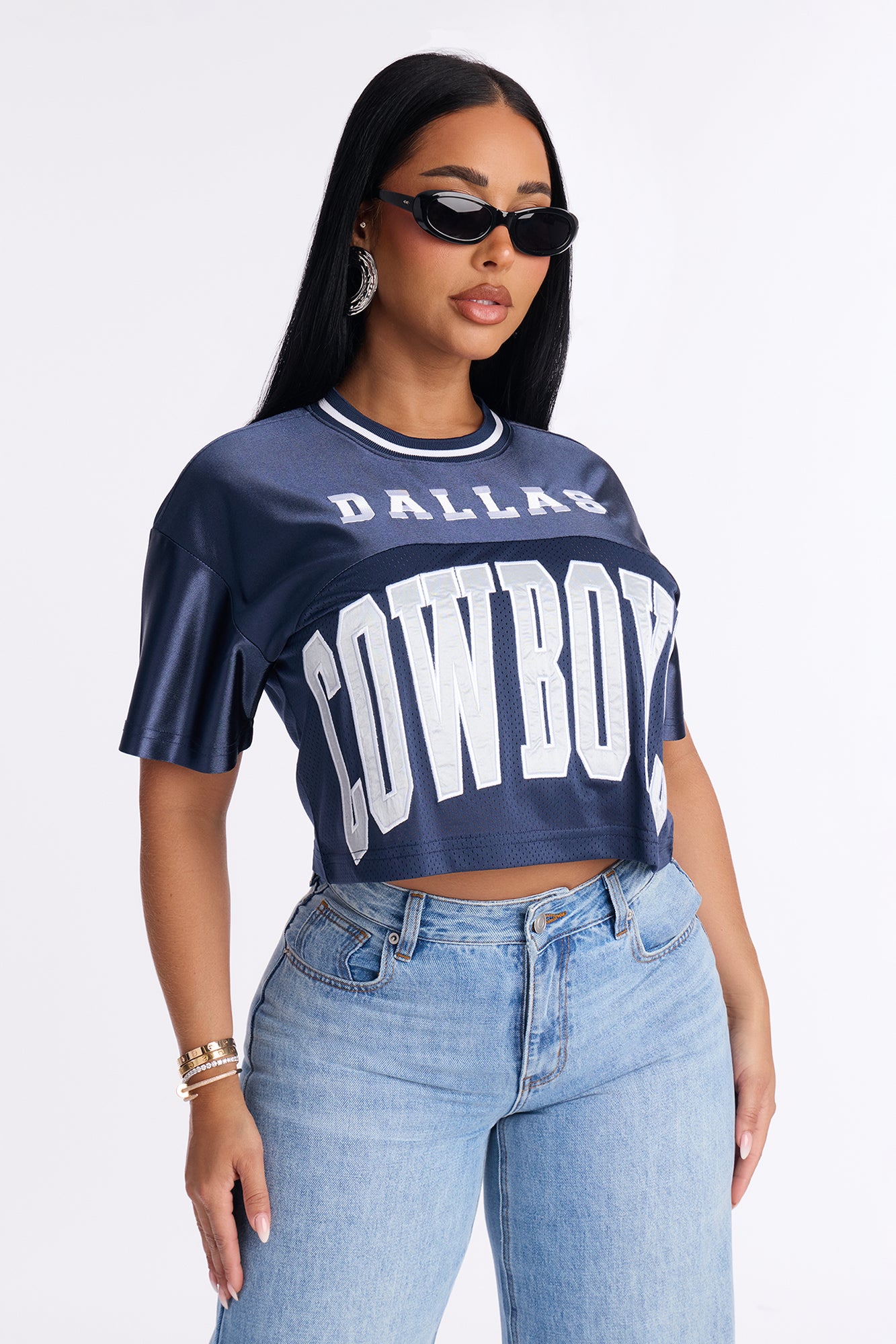 NFL Dallas Cowboys Cropped Top - Navy/combo