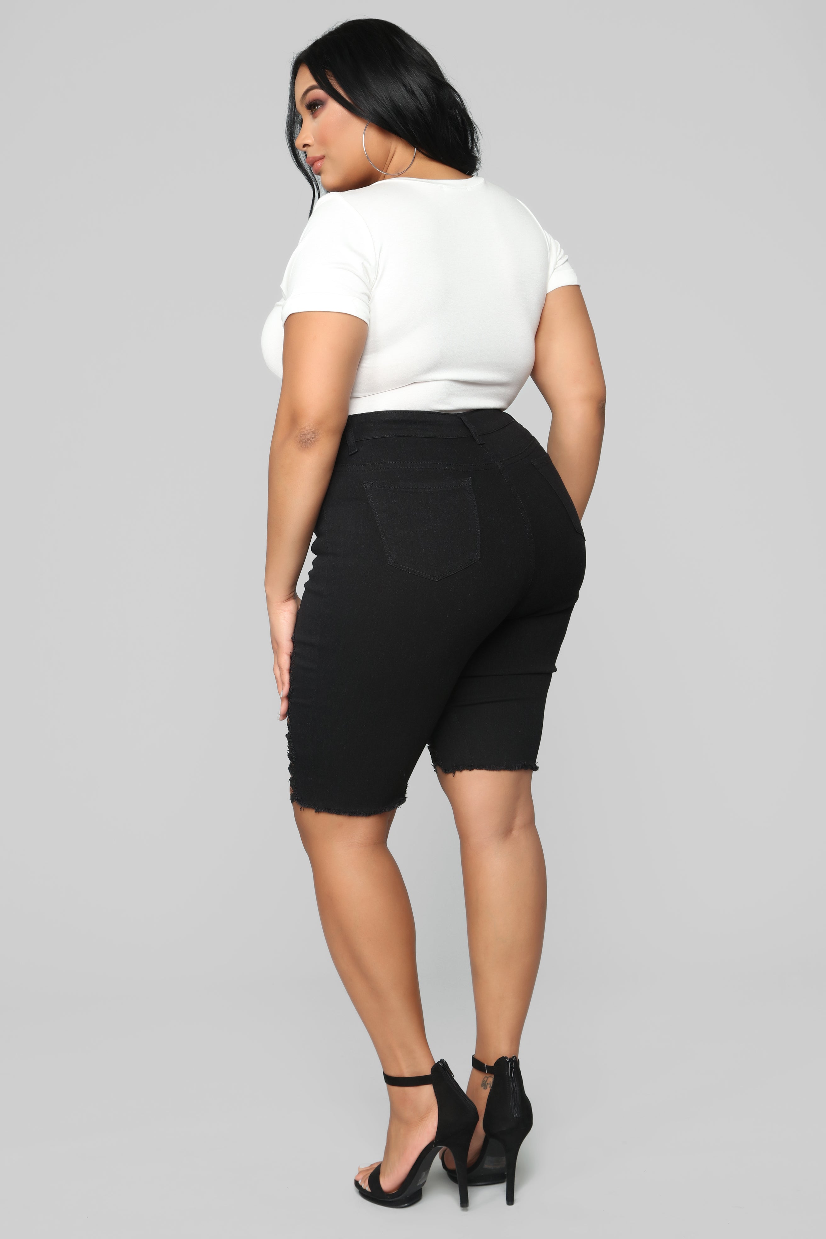 Playing It Cool Denim Bermudas - Black