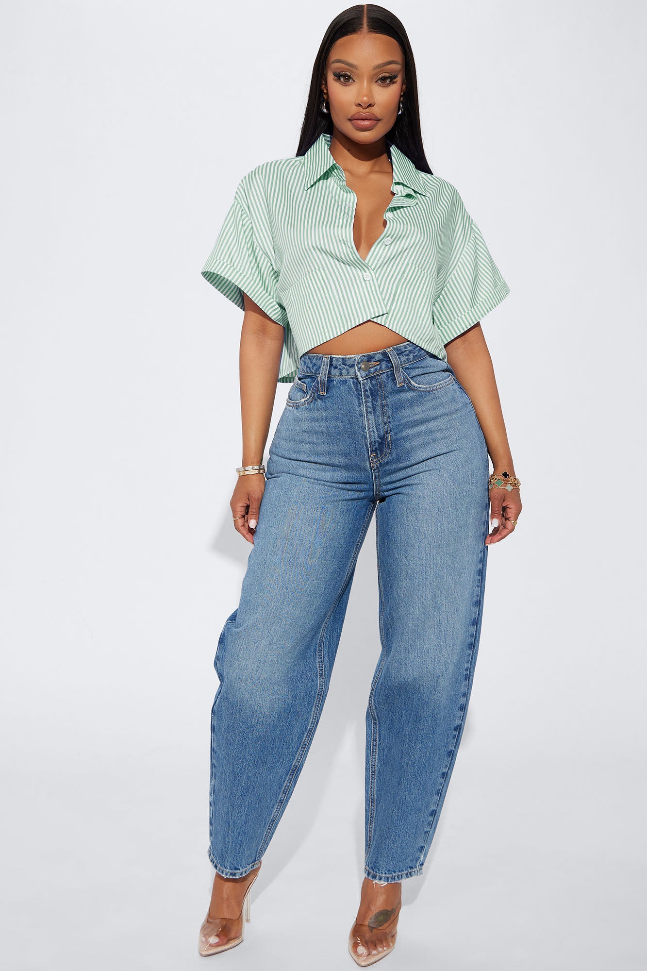 By The Bay Striped Shirt - Olive/combo