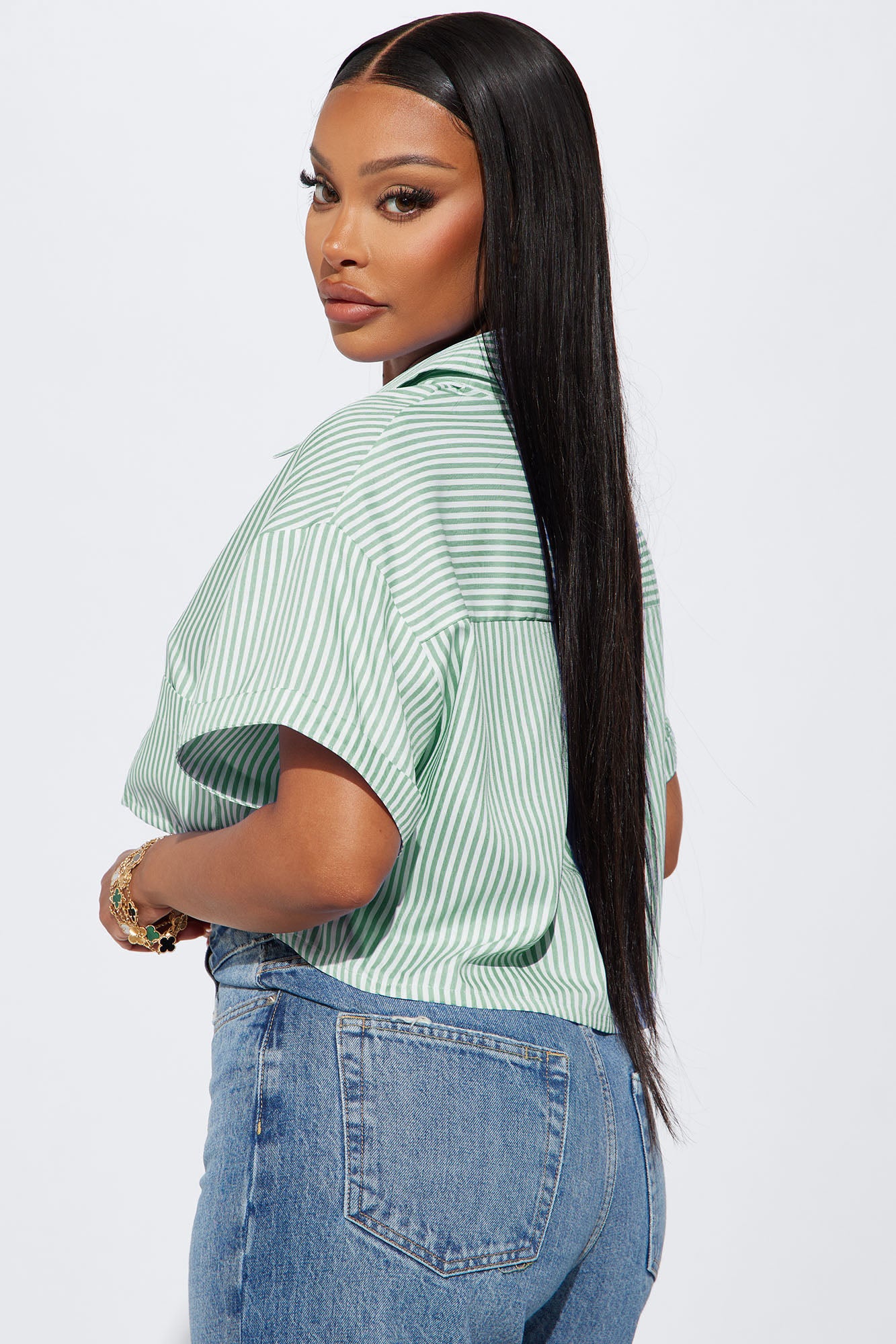 By The Bay Striped Shirt - Olive/combo