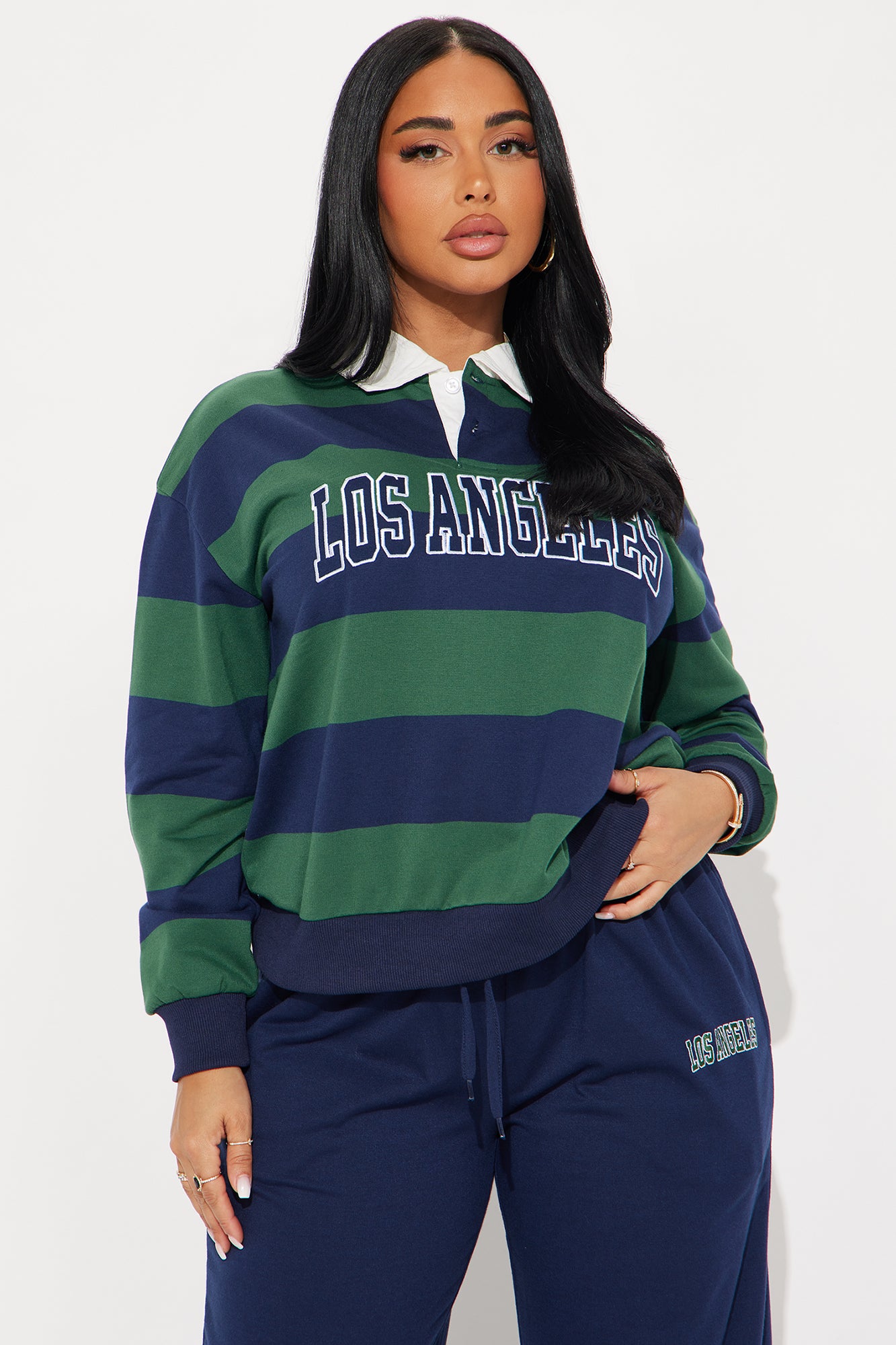 Sporty Day Wide Leg Pant Set - Hunter