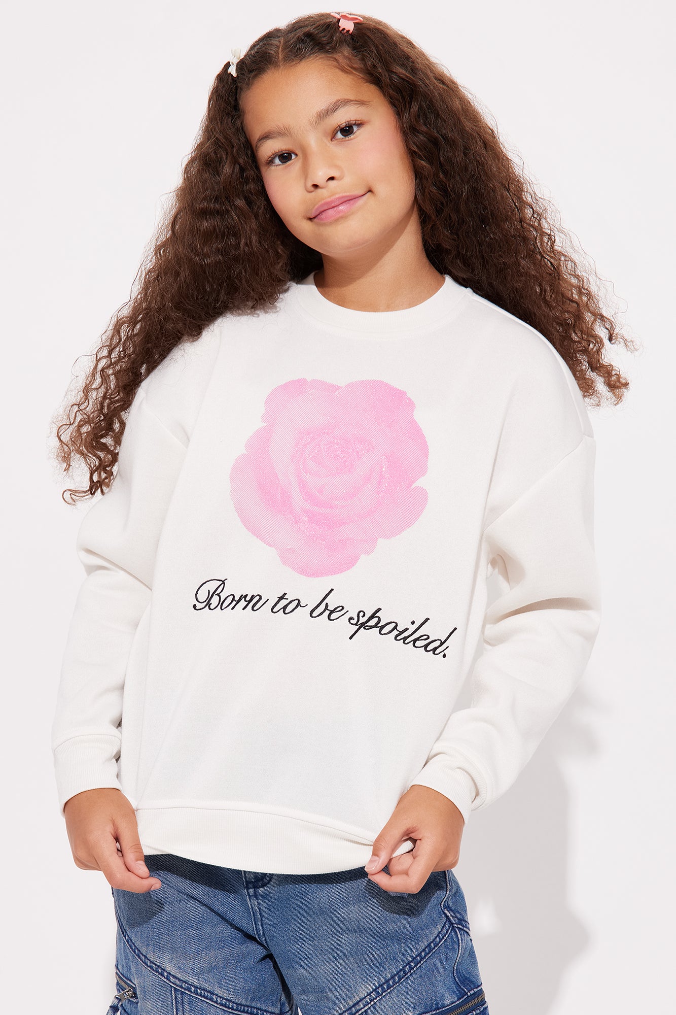 Mini Born To Be Spoiled Crew Neck Sweatshirt - Off White