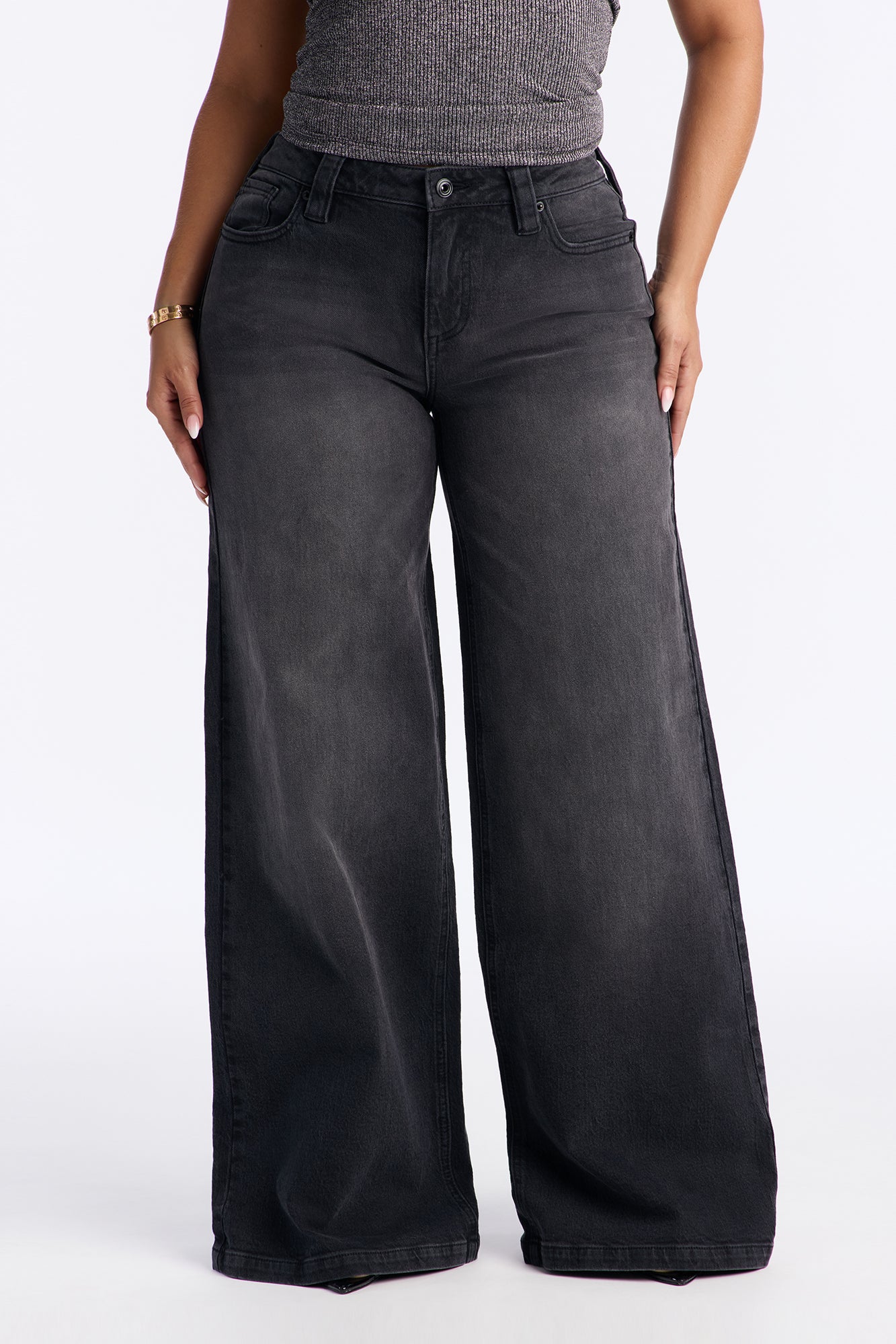 Nightwatch Wide Leg Loose Jeans - Black Wash