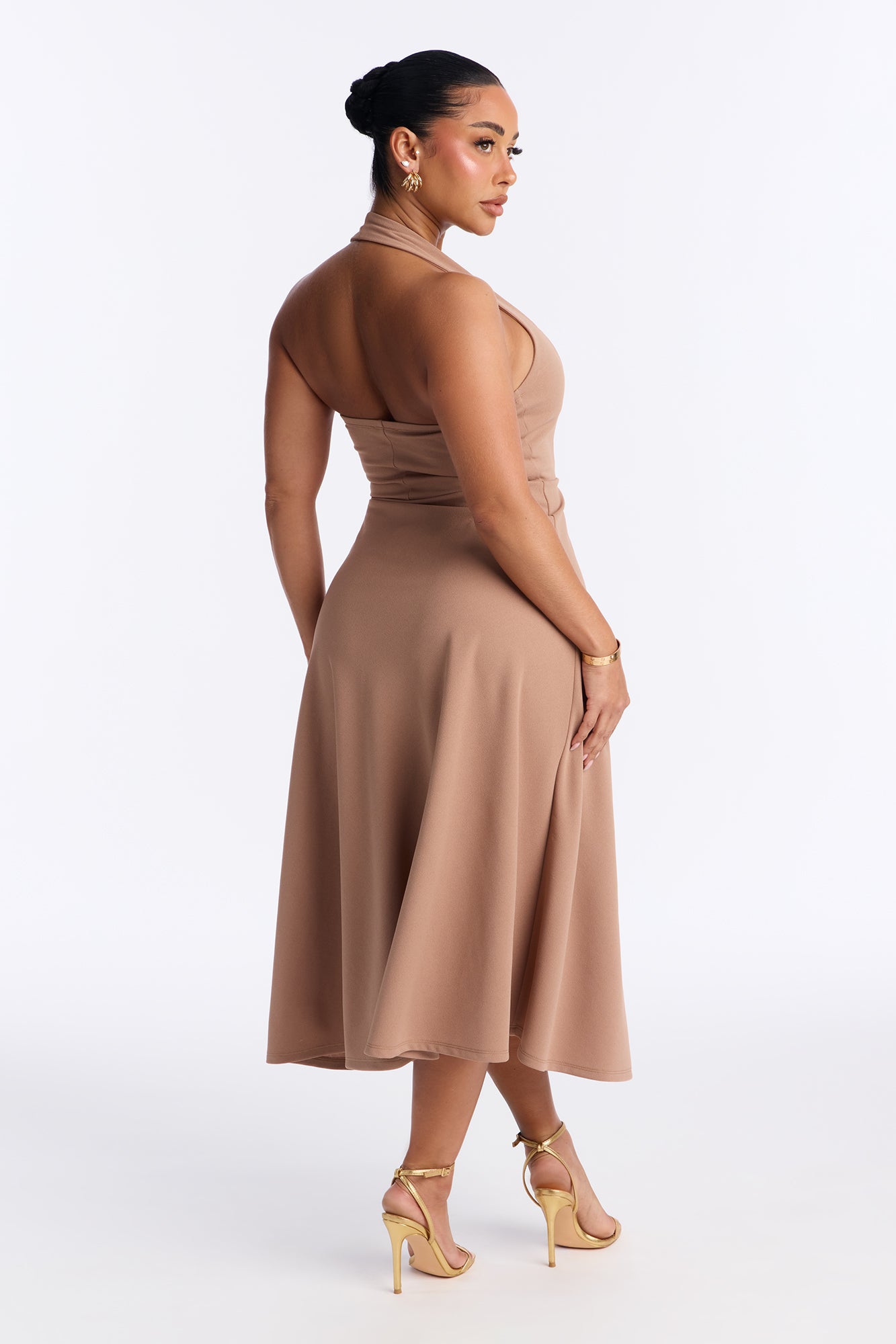 Alena Halter Midi Dress - Khaki