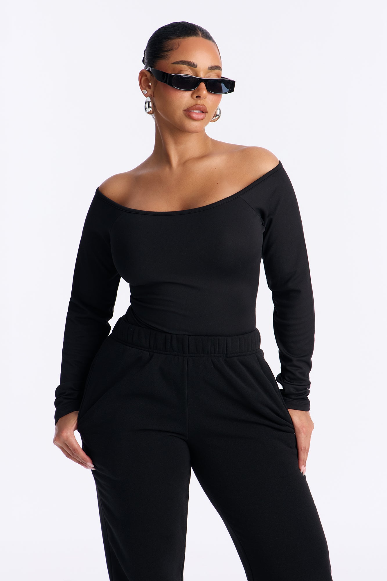 Jasmine Bodysuit Jogger Set - Black