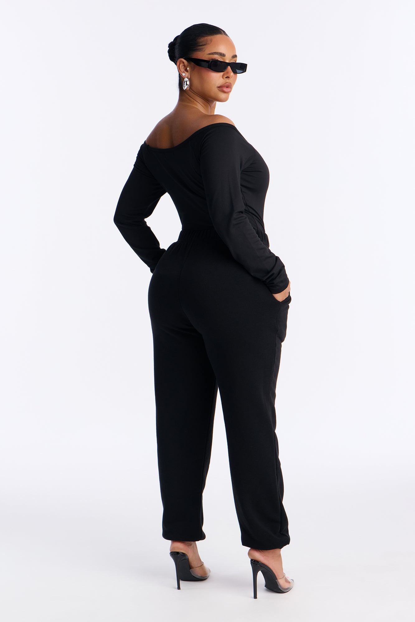 Jasmine Bodysuit Jogger Set - Black