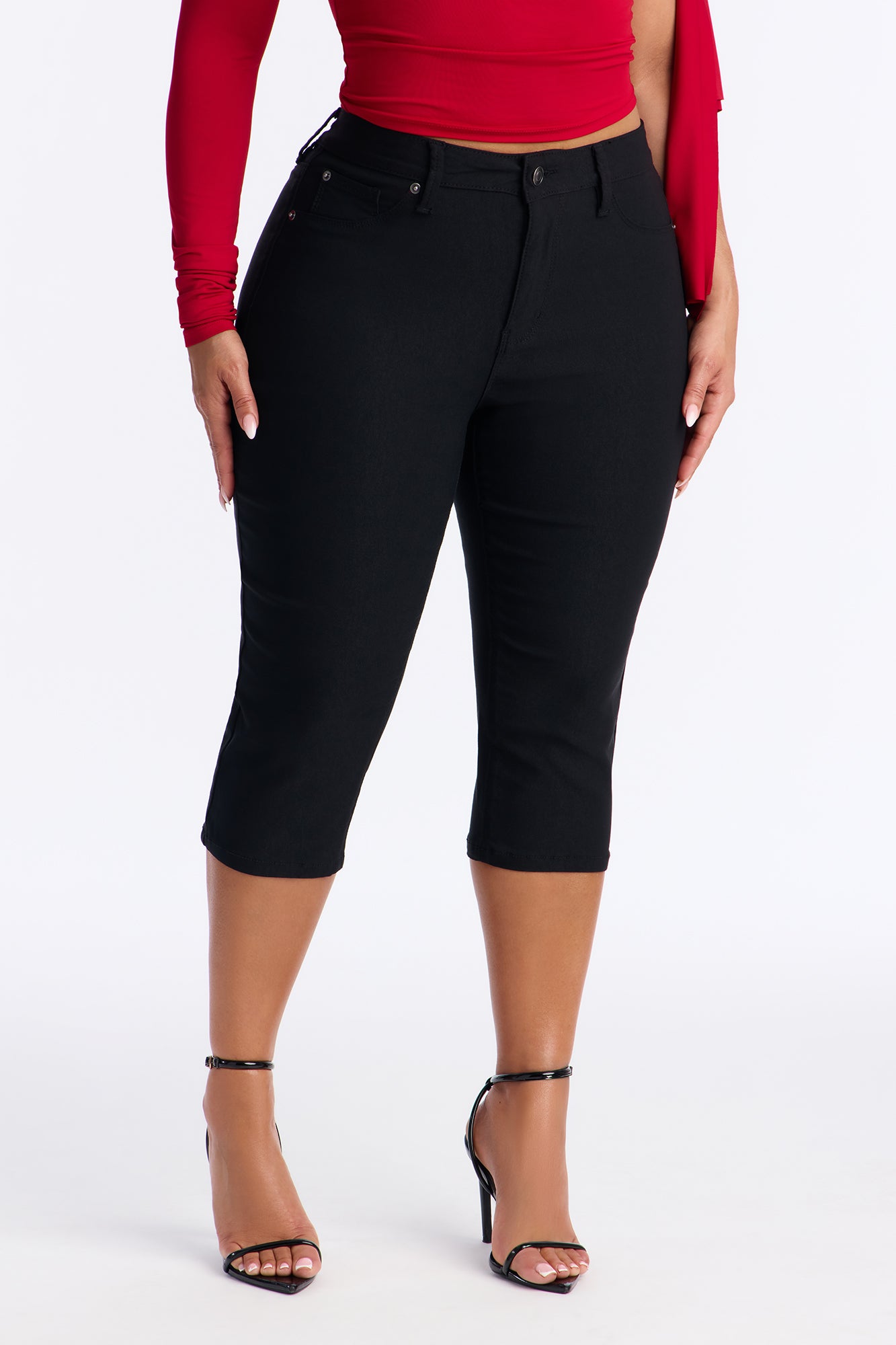 Hyperstretch Skinny Pedal Pusher Capri Pant 17″ - Black