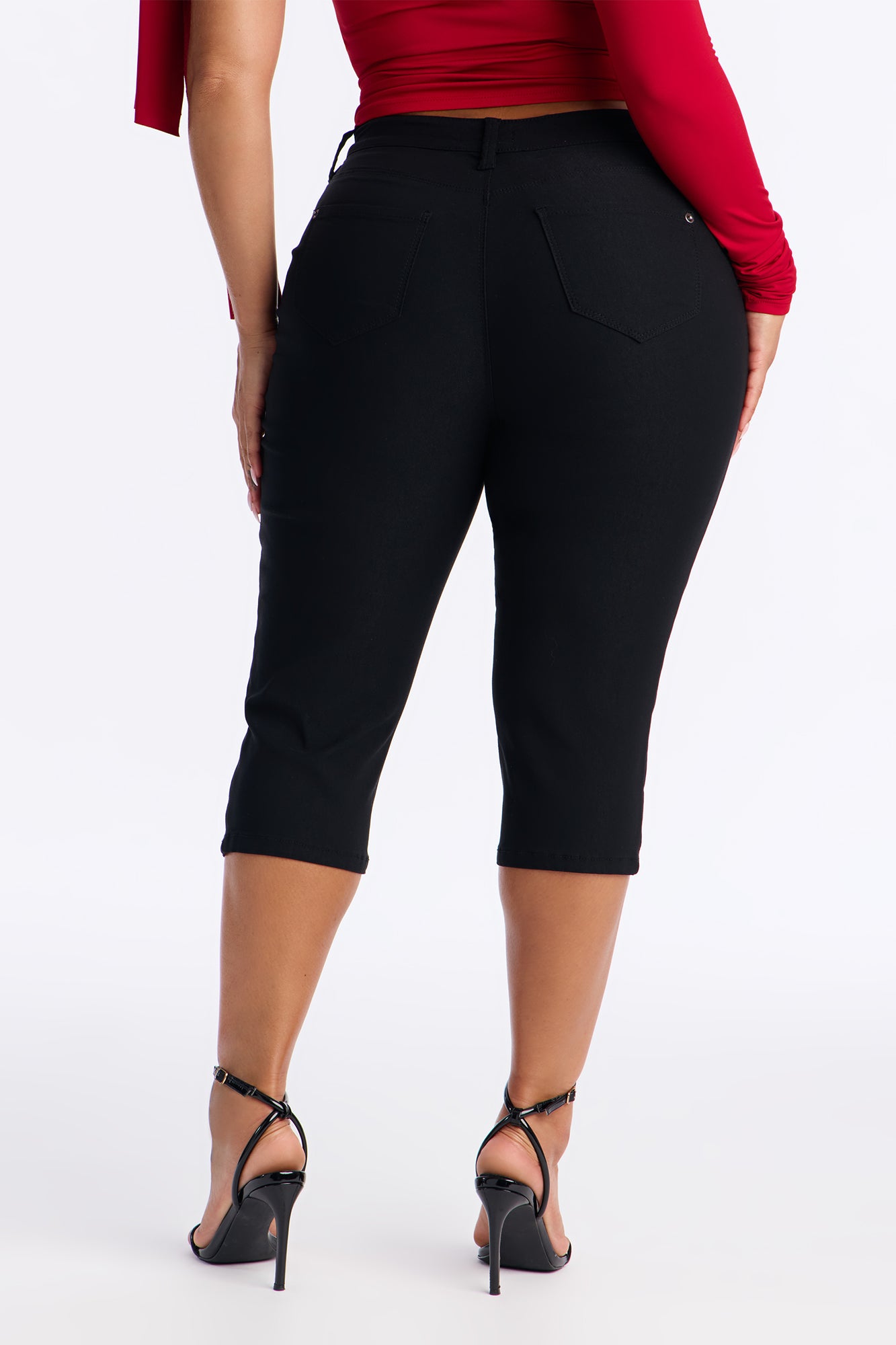 Hyperstretch Skinny Pedal Pusher Capri Pant 17″ - Black
